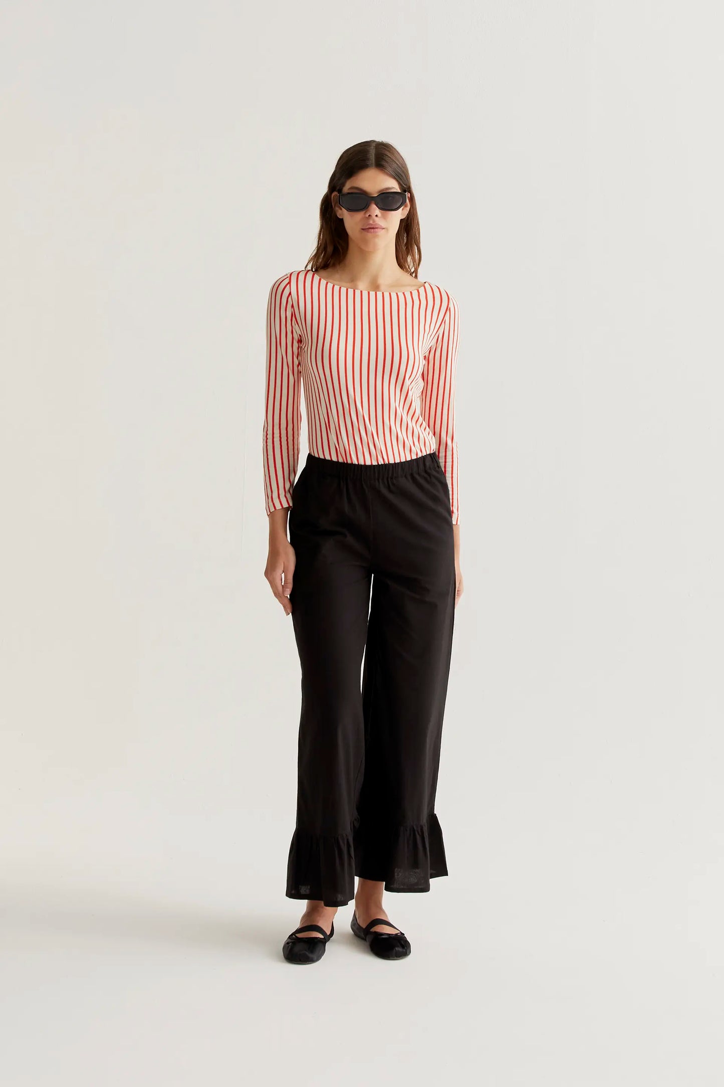 T-shirt with red striped print