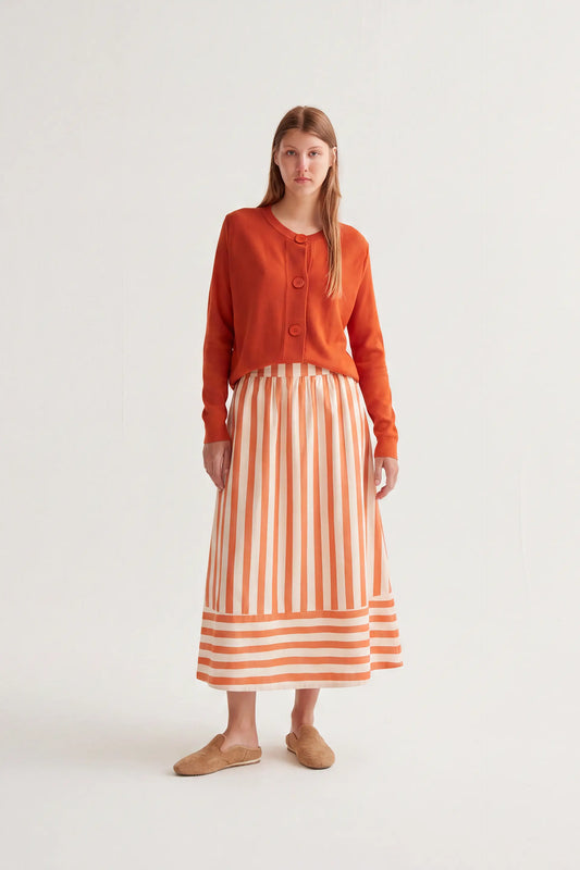 Gonna midi con stampa Bamboo Orange
