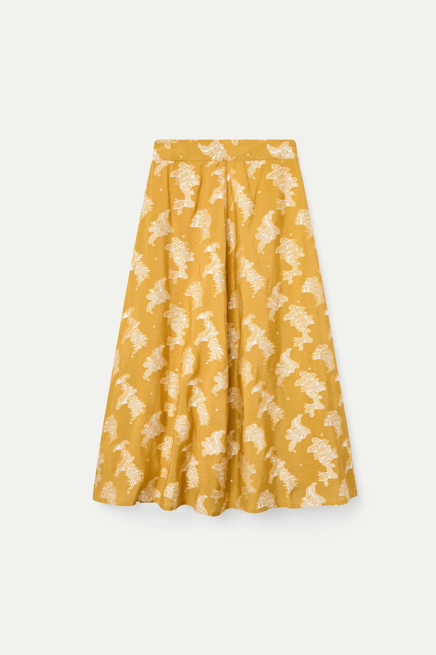 Falda larga con estampado amarillo