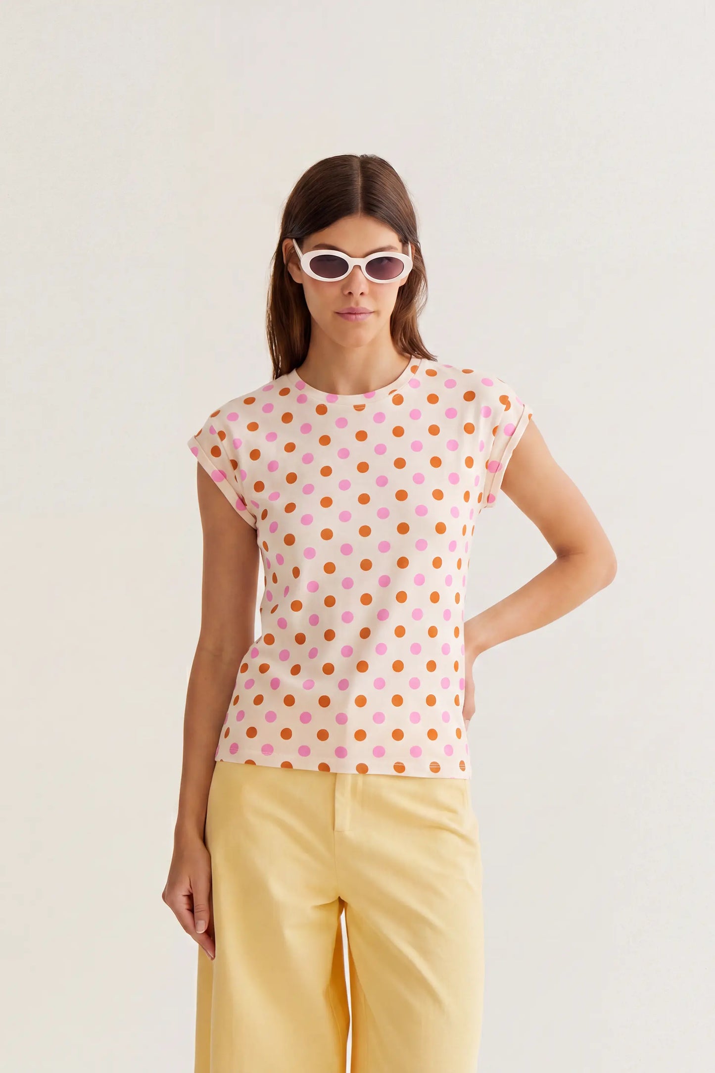 T-shirt 100% cotone con stampa Orange Dots