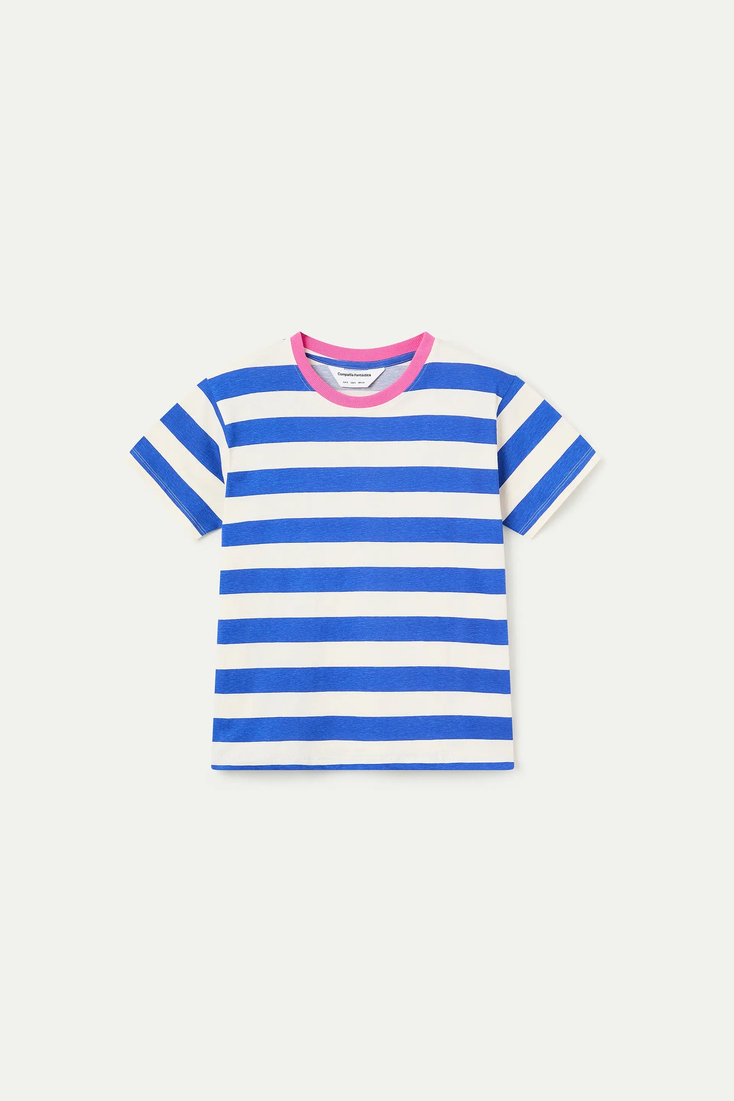 Camiseta con estampado de rayas azul y blanco
