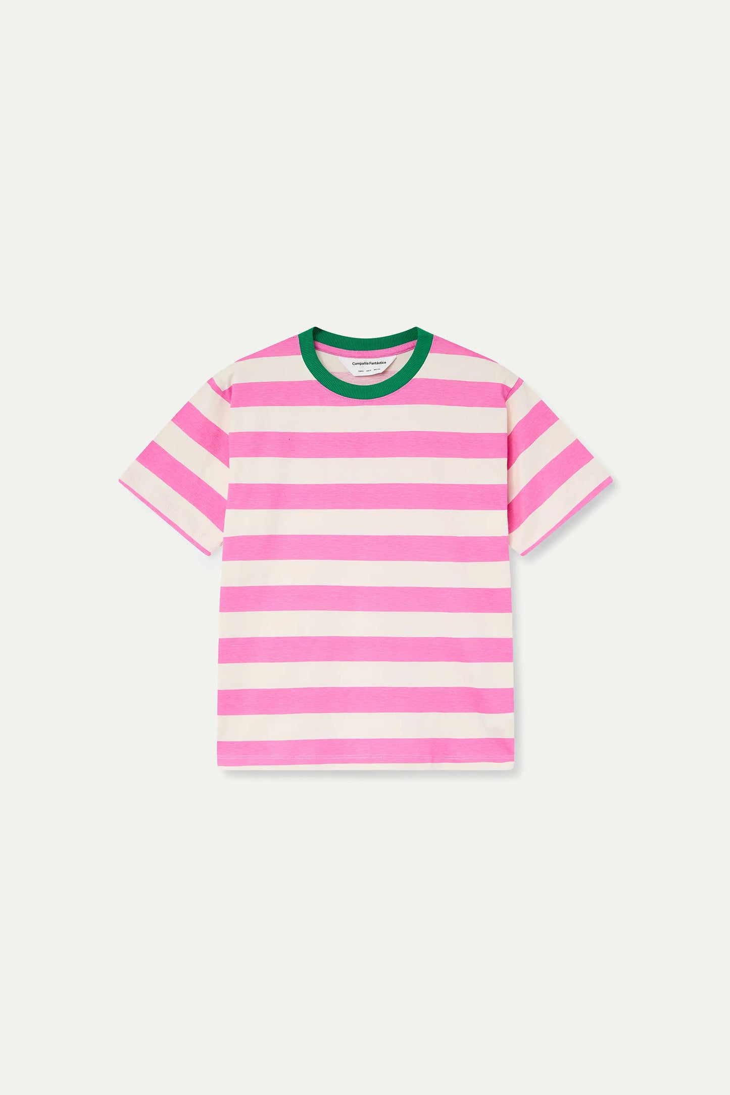 Camiseta con estampado de rayas rosa y blanco