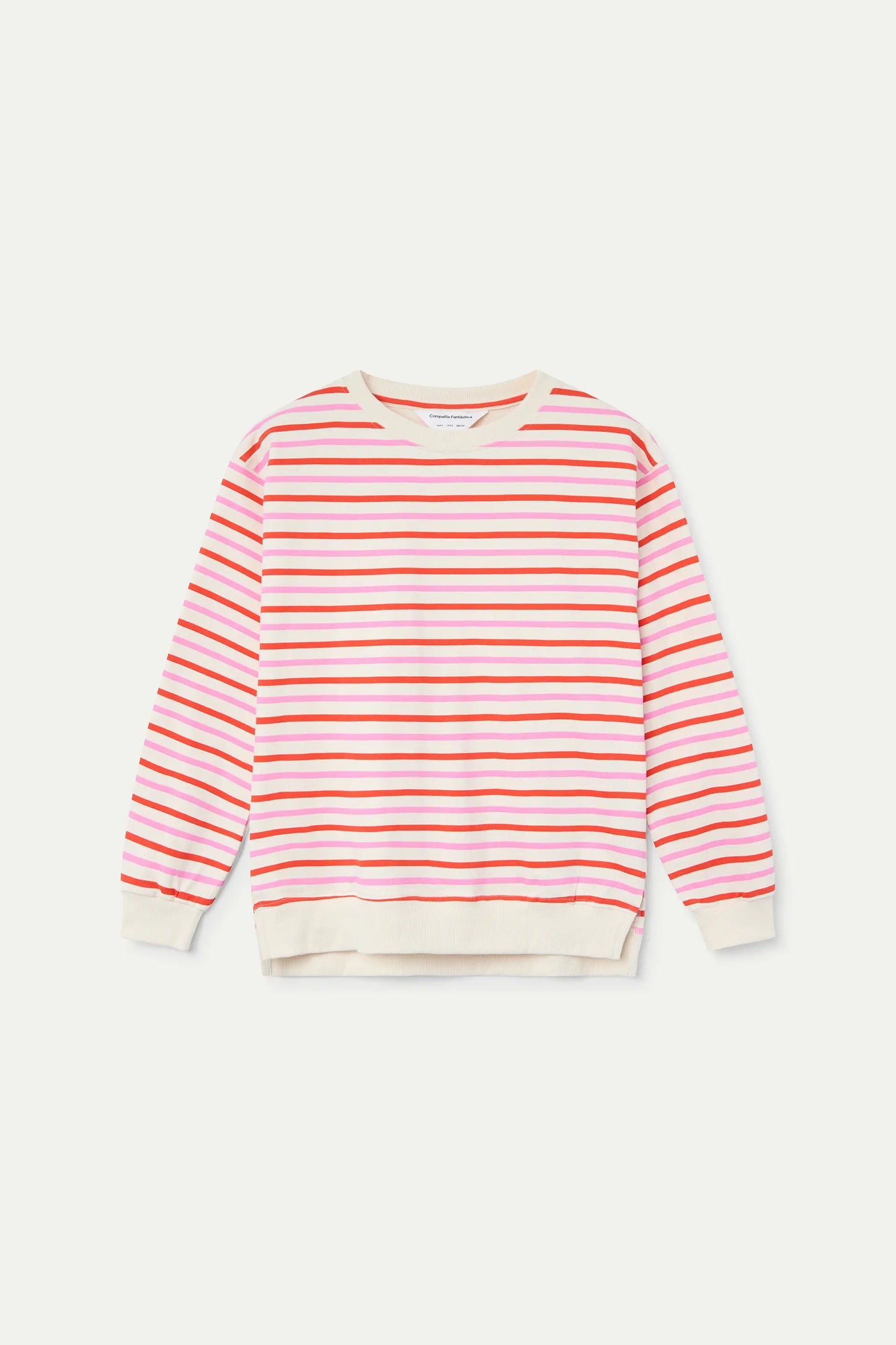 Sudadera con estampado de rayas rosa y rojo