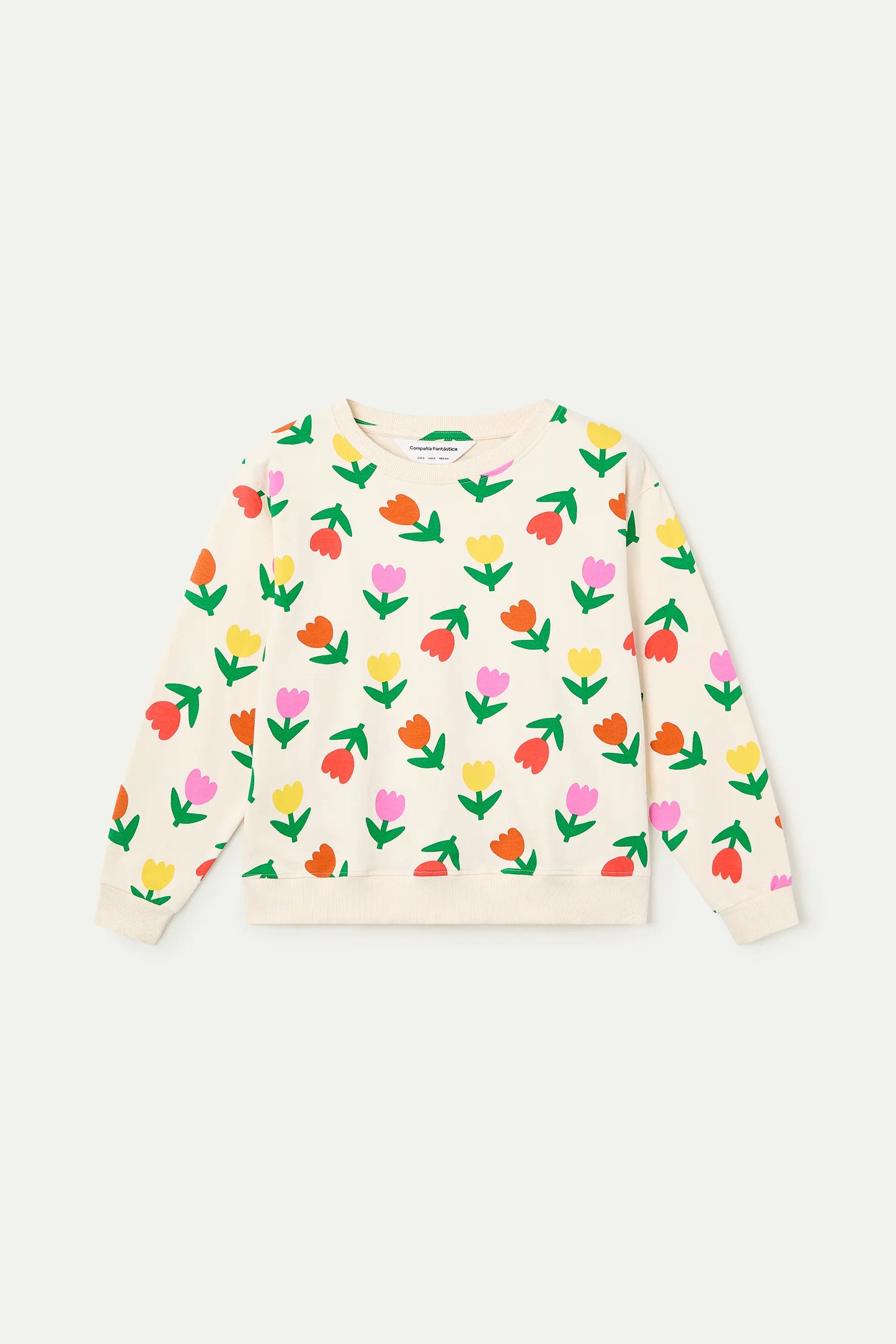 Felpa con stampa di tulipani multicolor