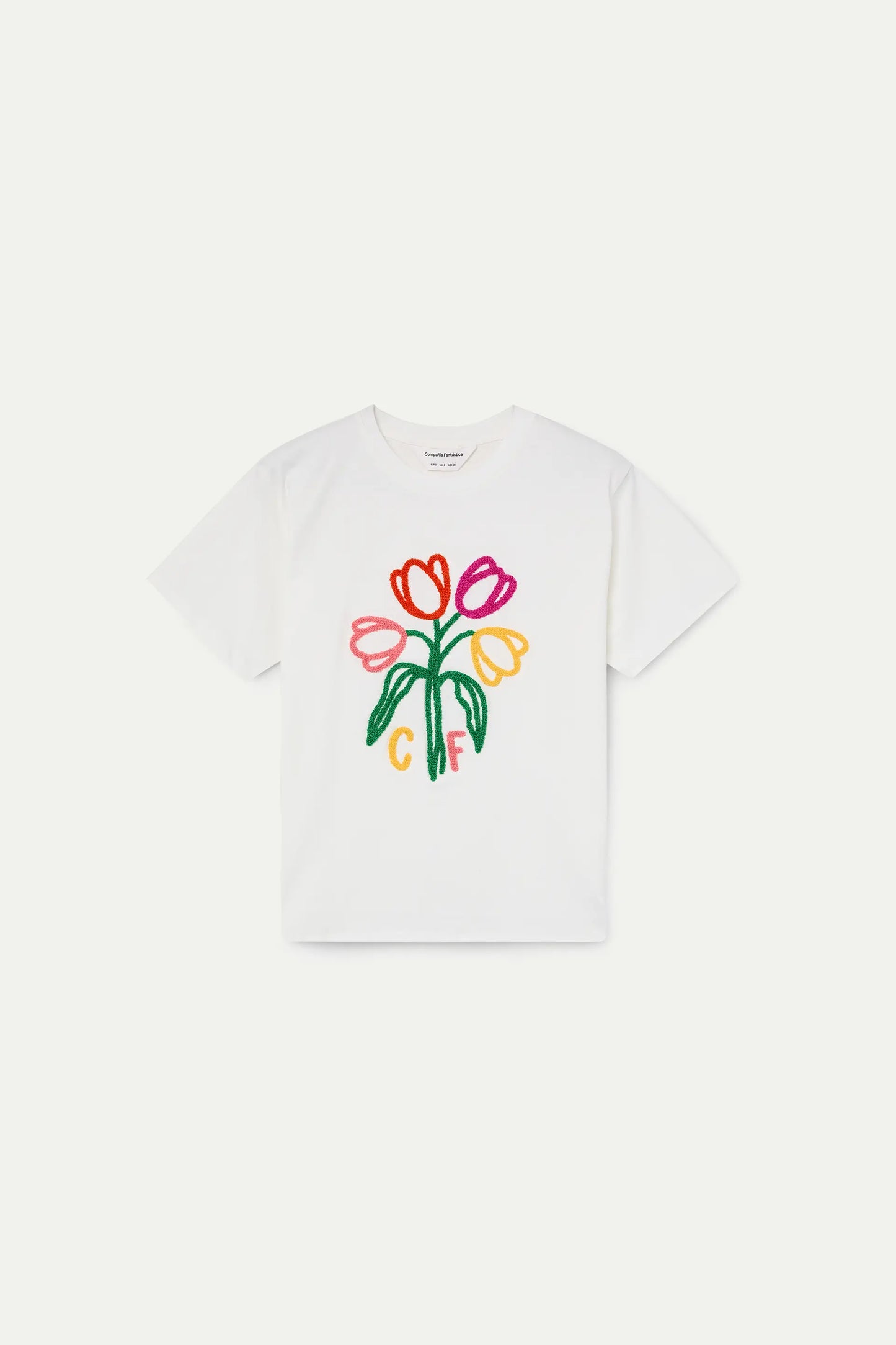 Camiseta con bordado de Tulipanes "CF"