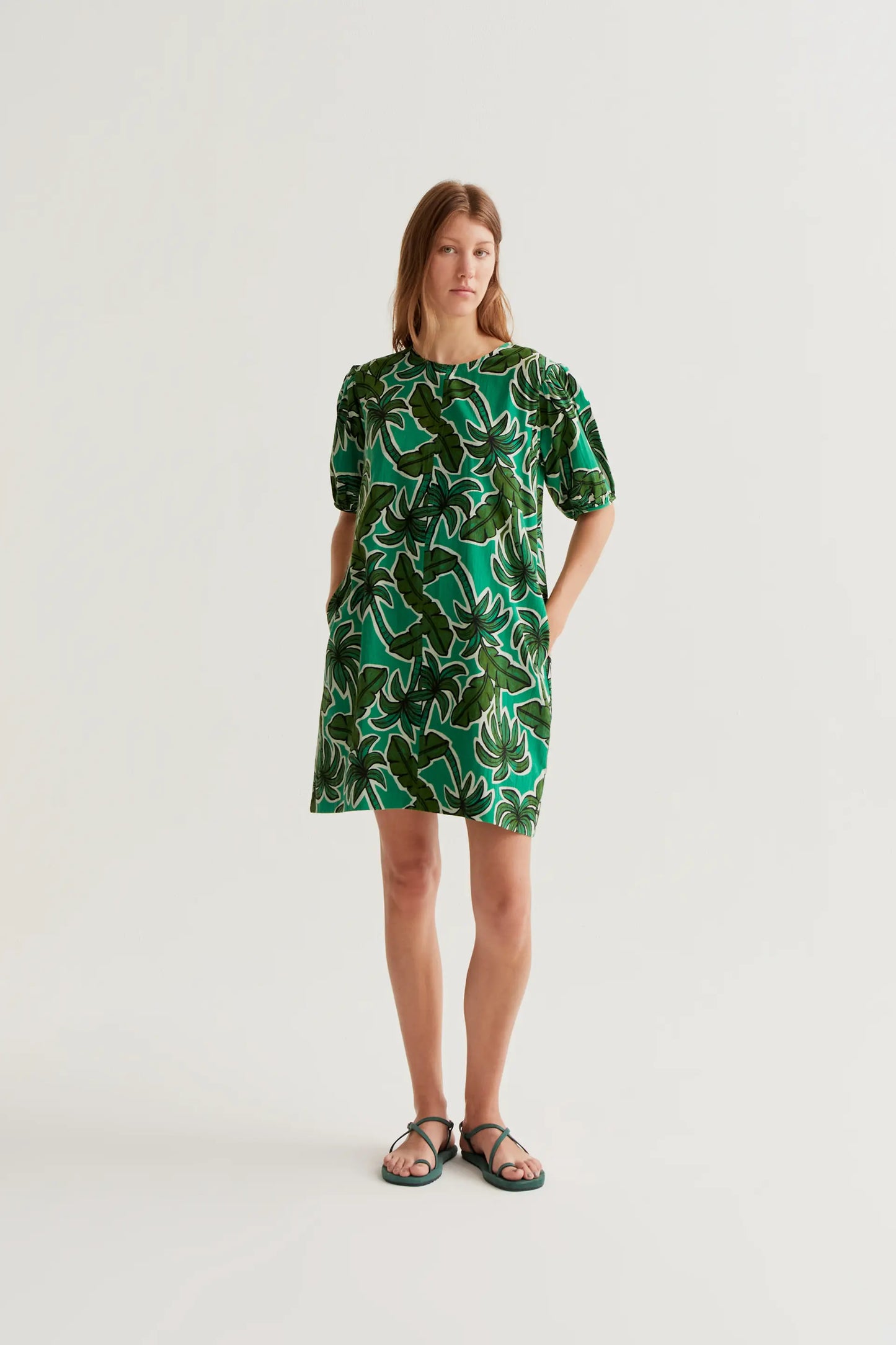 Vestido corto con estampado Palm Tree