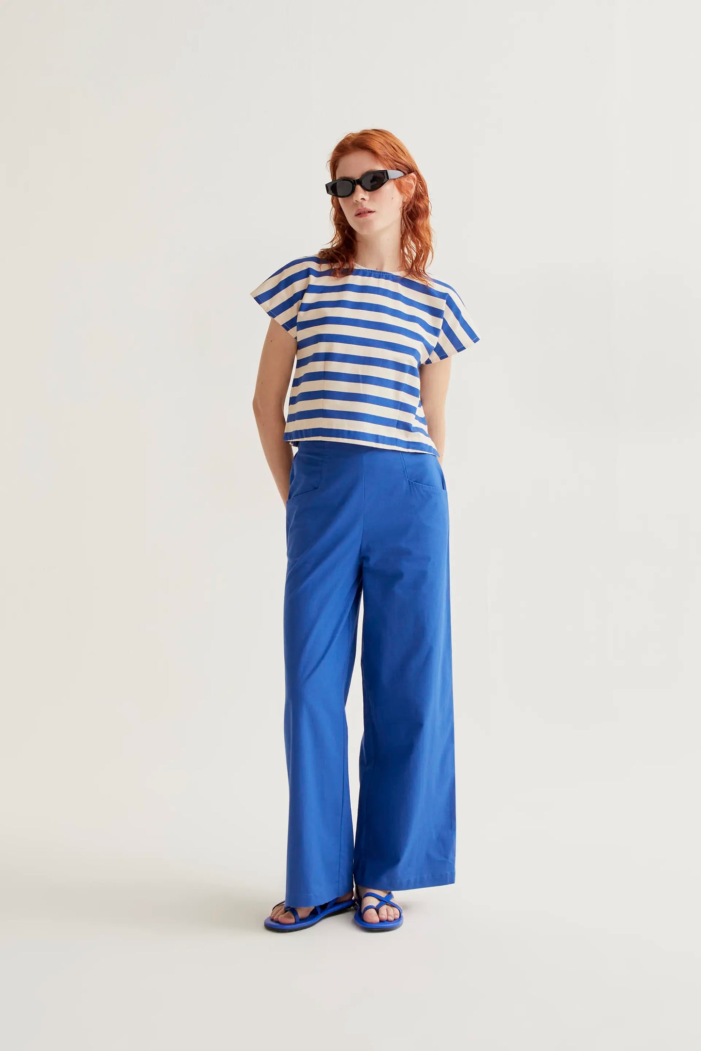 Pantaloni blu 100% cotone