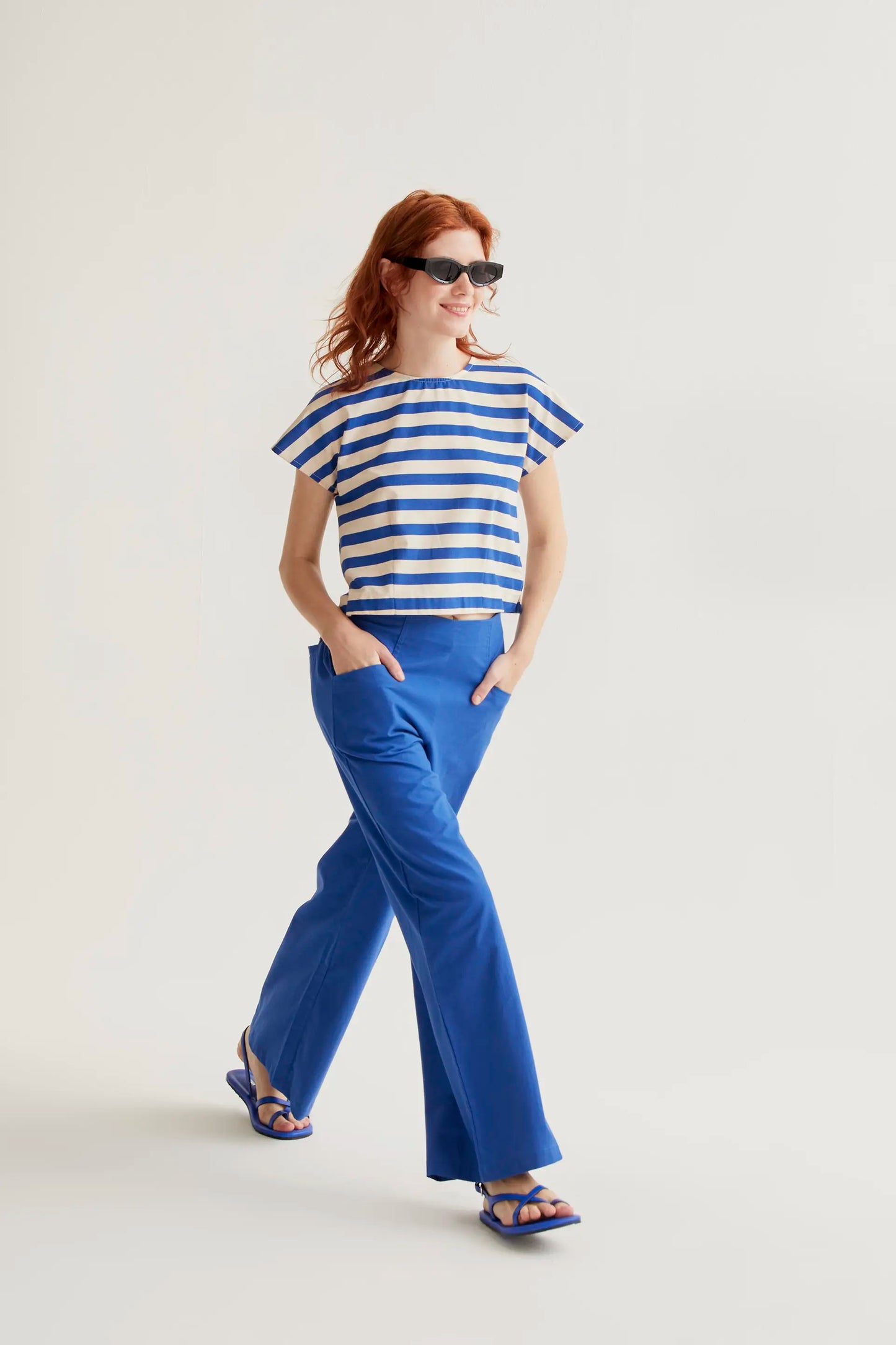 Pantaloni blu 100% cotone