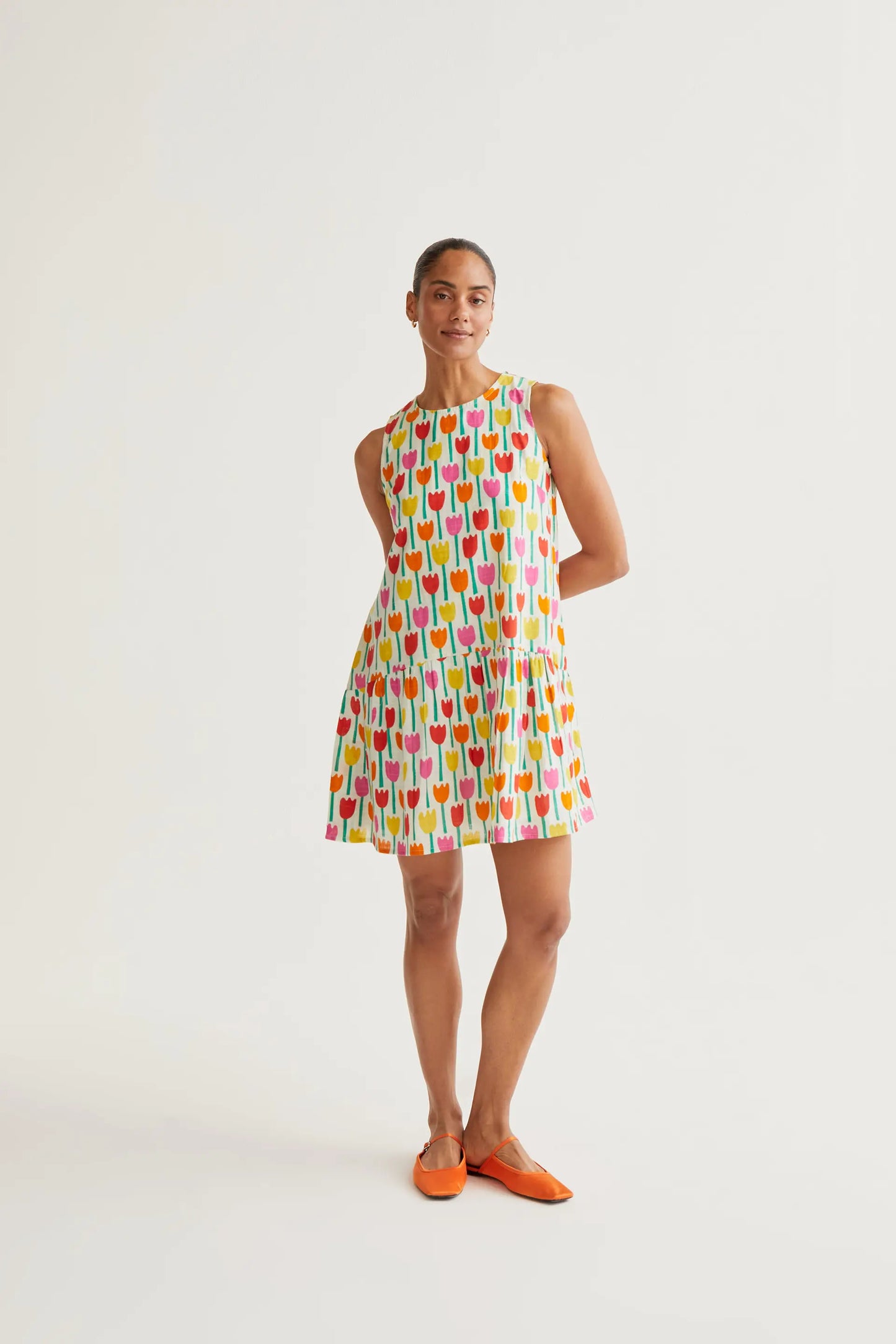 Vestido corto con estampado Tulipa