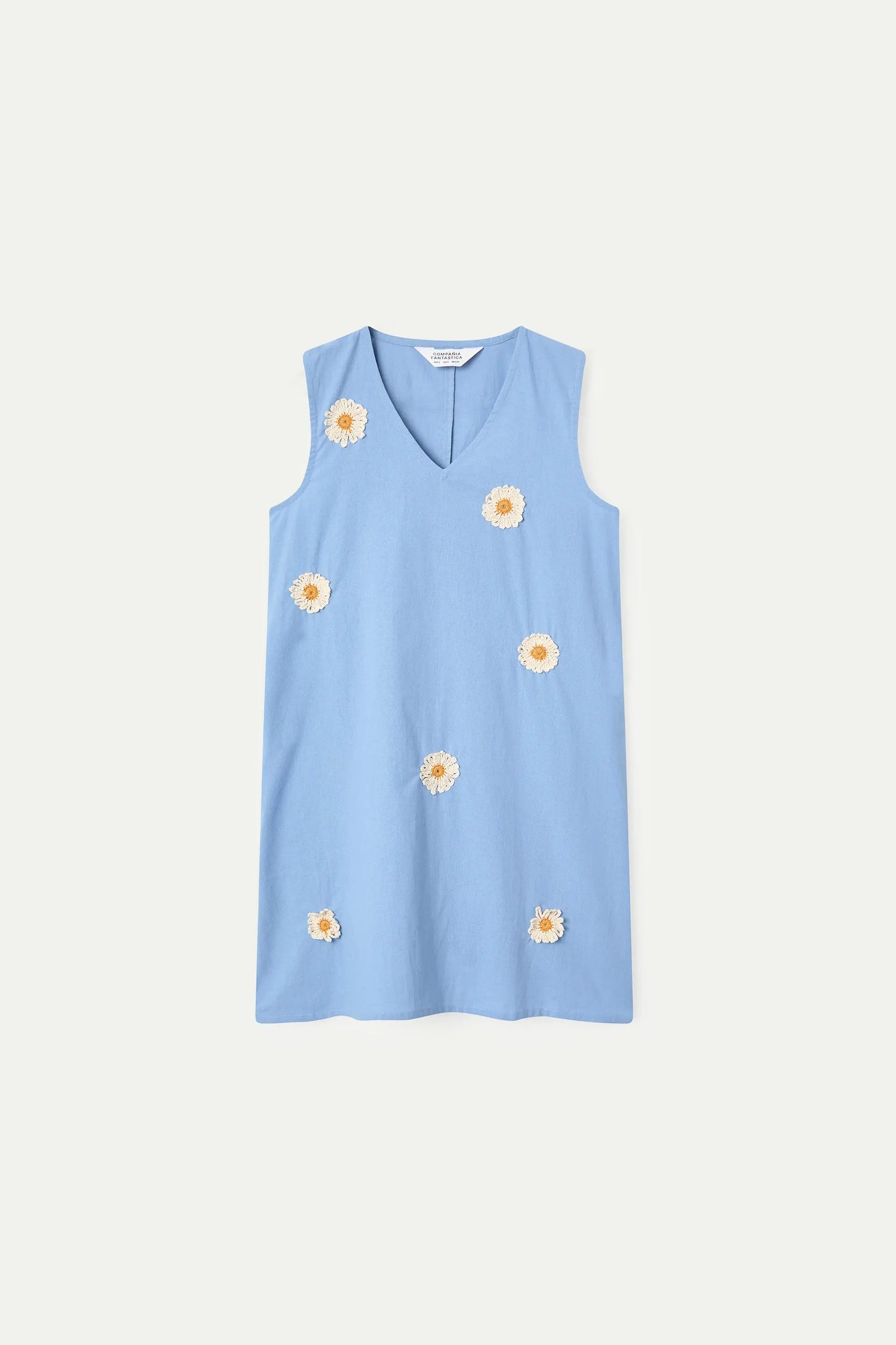 Vestido corto con bordado de margaritas