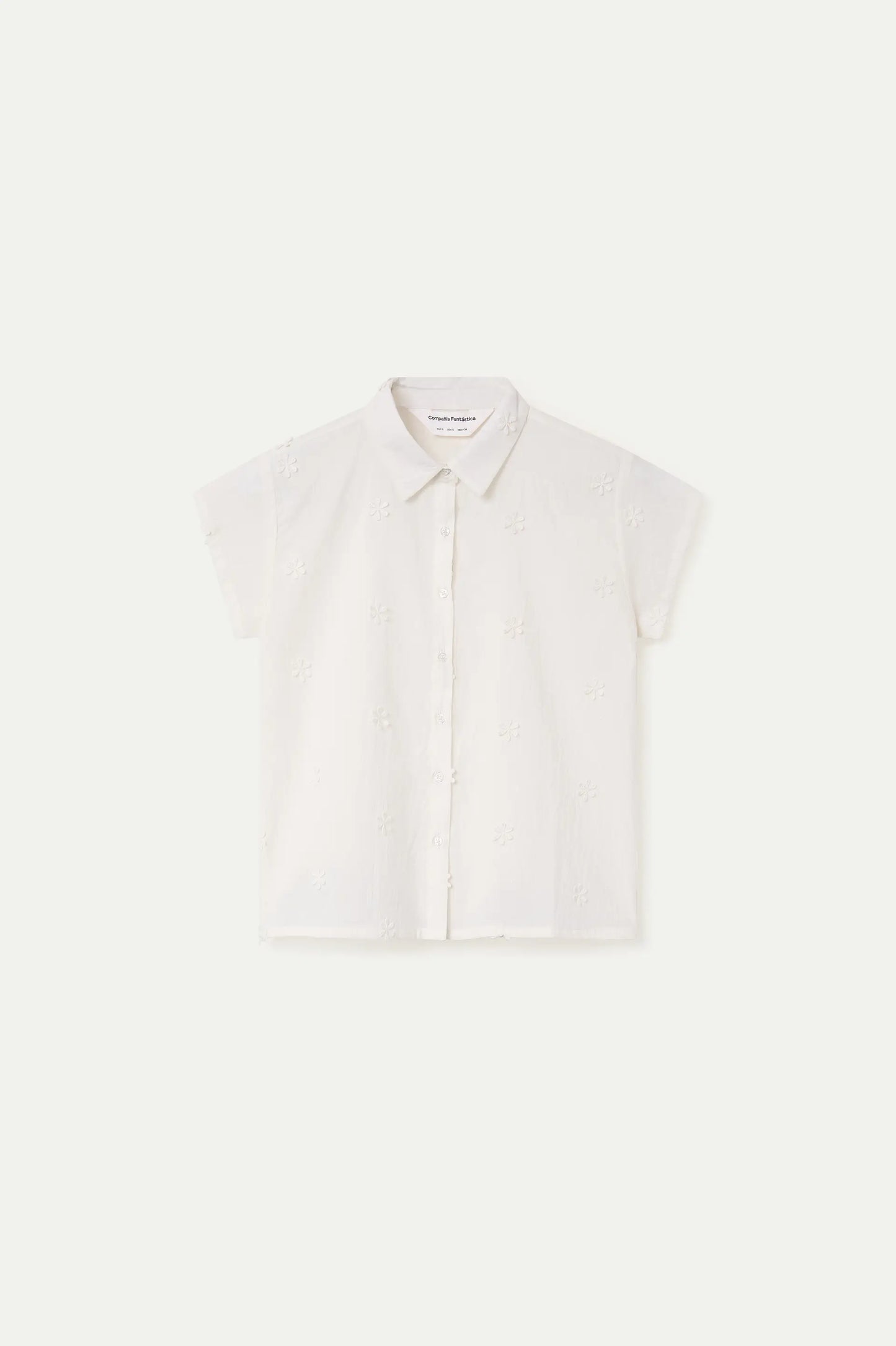 Camicia bianca in cotone 100% con ricamo floreale