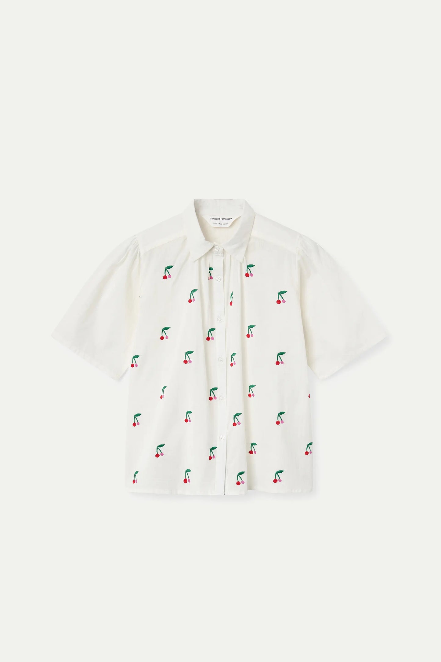 Camicia con stampa ciliegie bianche