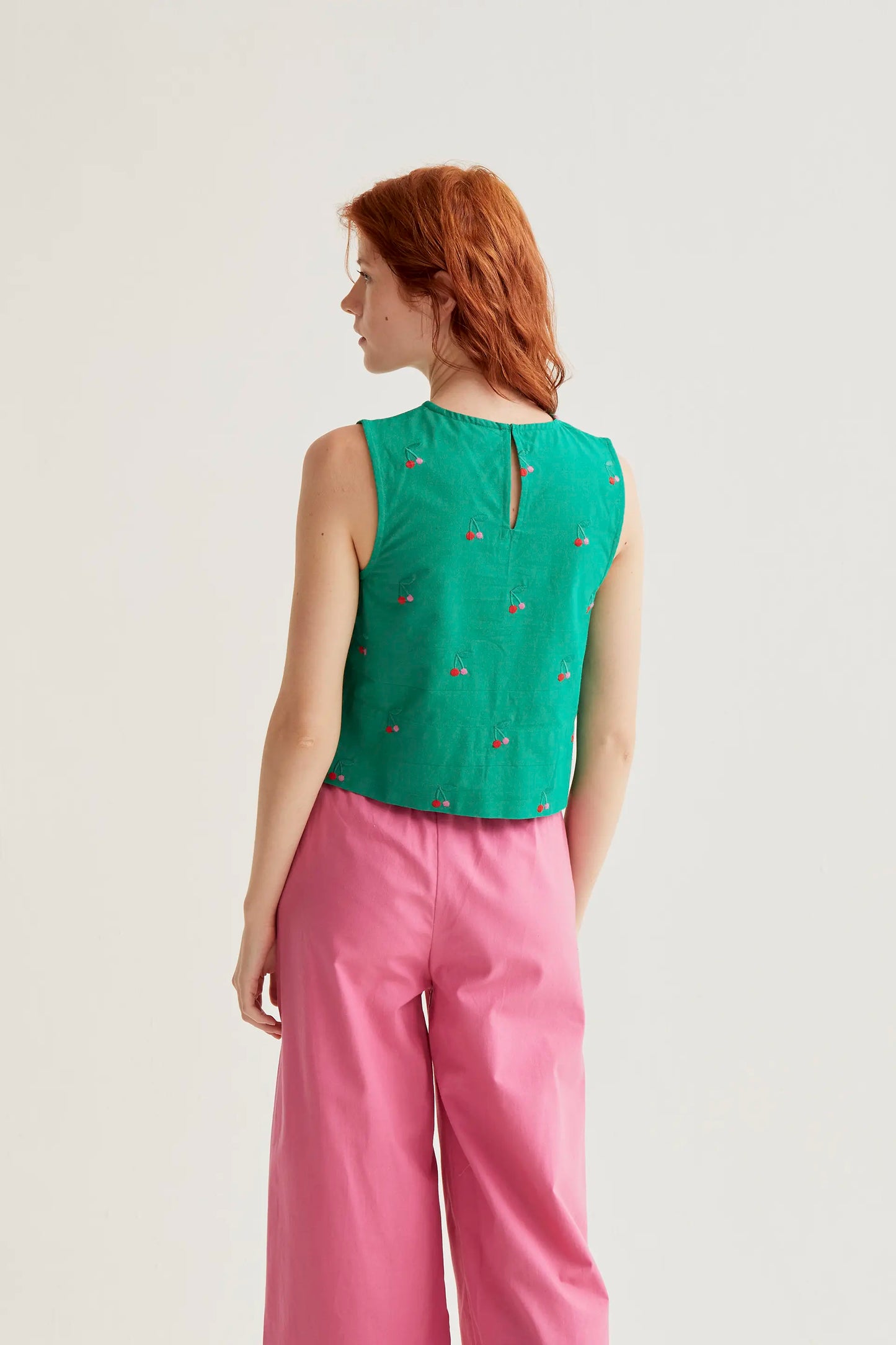 Top con stampa Green Cherries