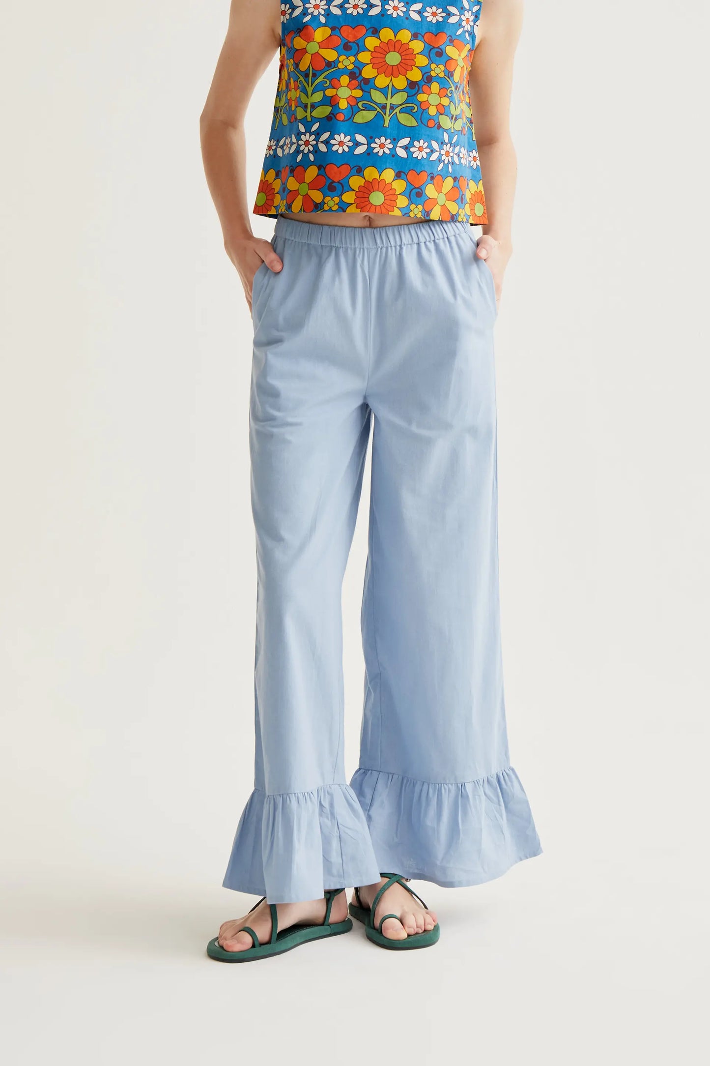 Pantaloni 100% cotone azzurro