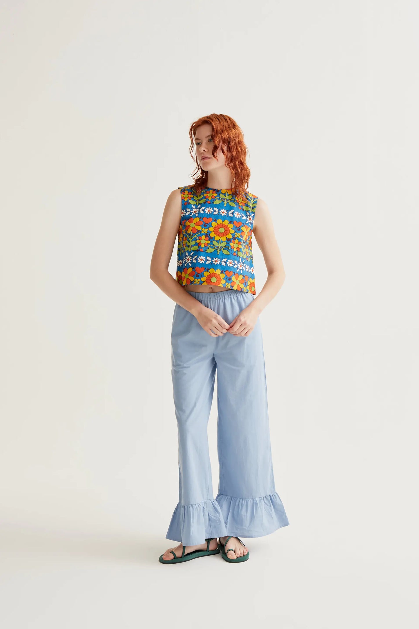 Pantaloni 100% cotone azzurro