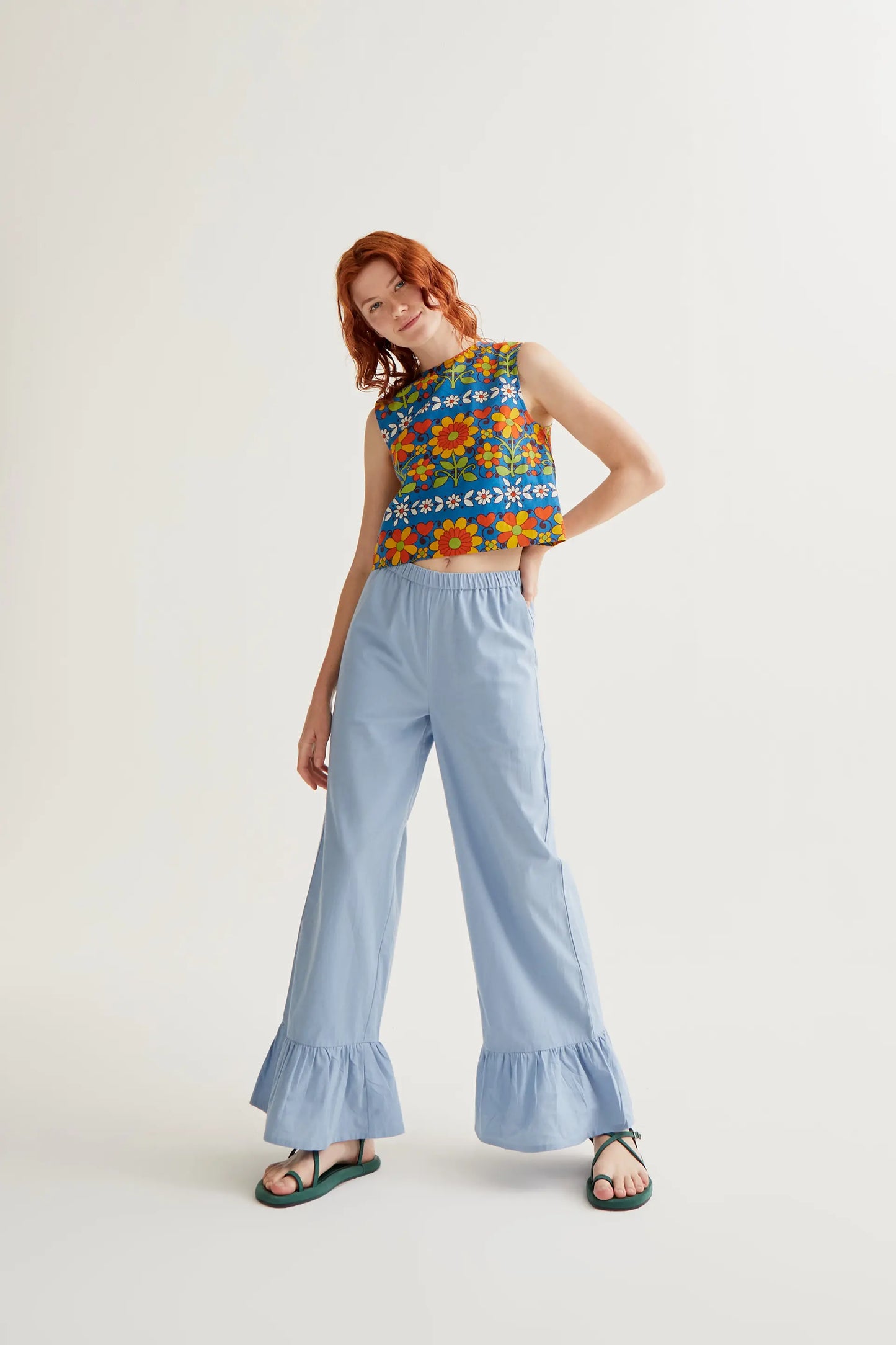 Pantaloni 100% cotone azzurro