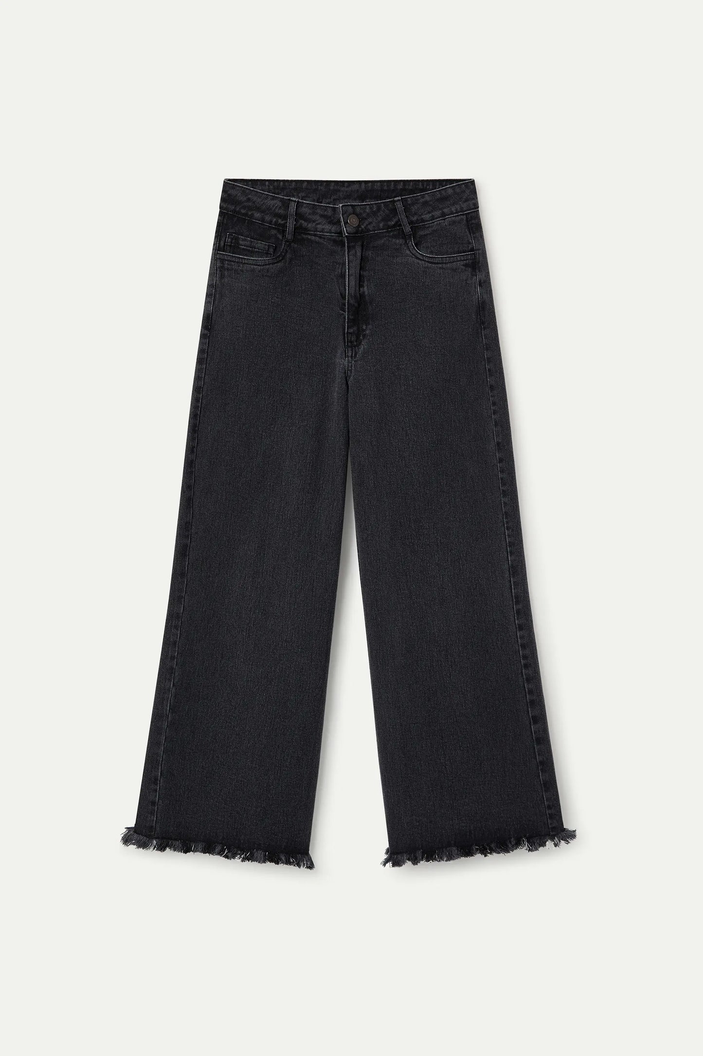 Pantalón vaquero negro con con bajo raw-cut