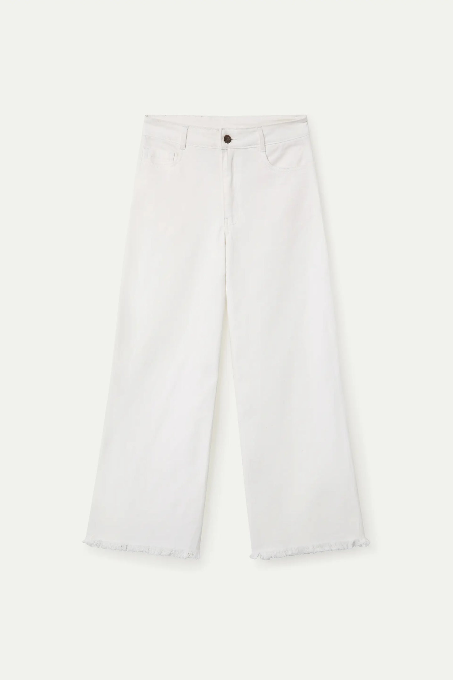 Pantalón vaquero blanco con bajo raw-cut