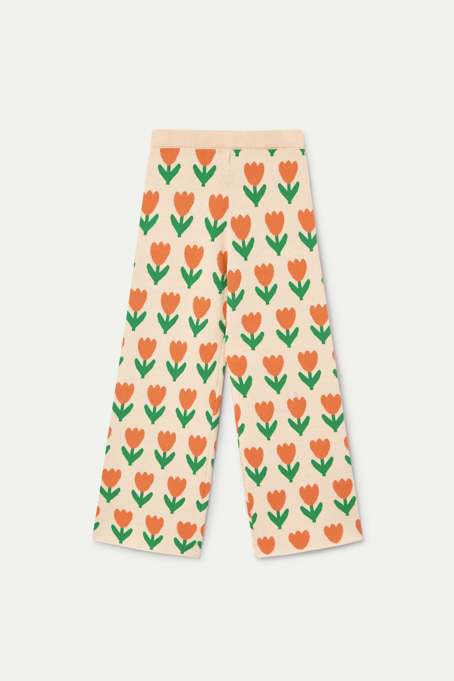 Girls' knitted trousers with Orange Tulip print