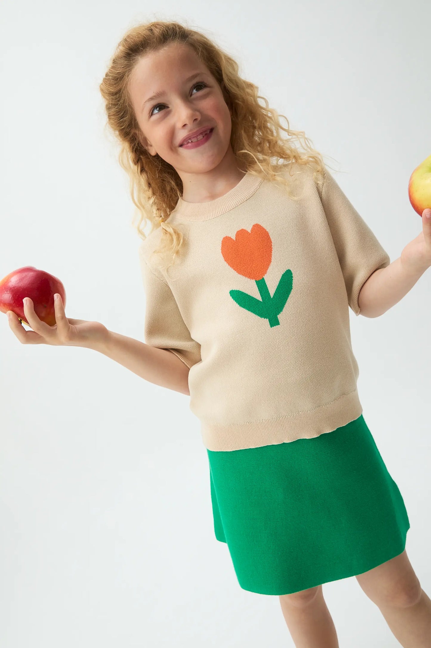 Jersey de punto de niña con estampado Big Tulip