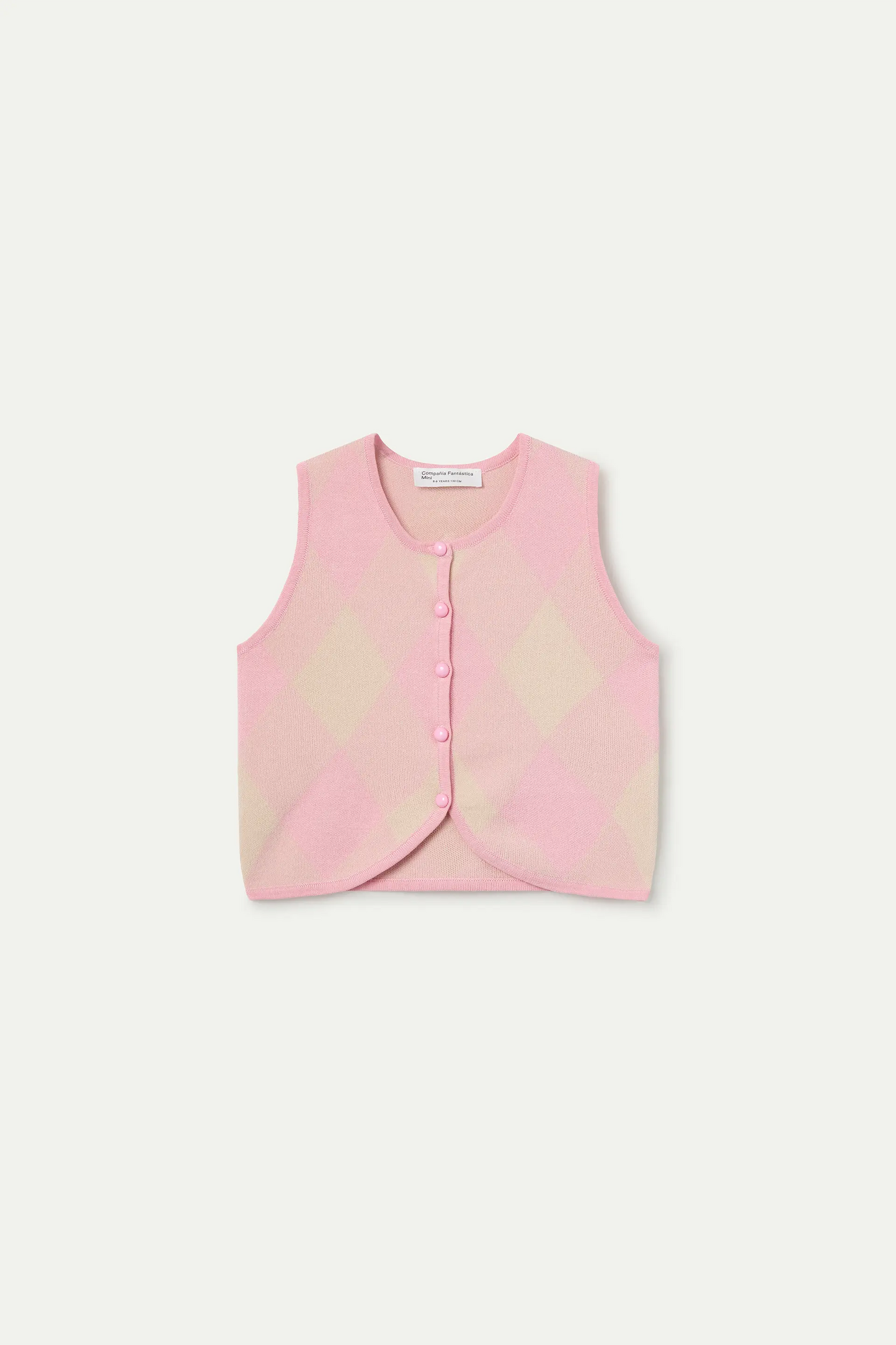 Gilet in maglia jacquard con diamanti rosa per bambina