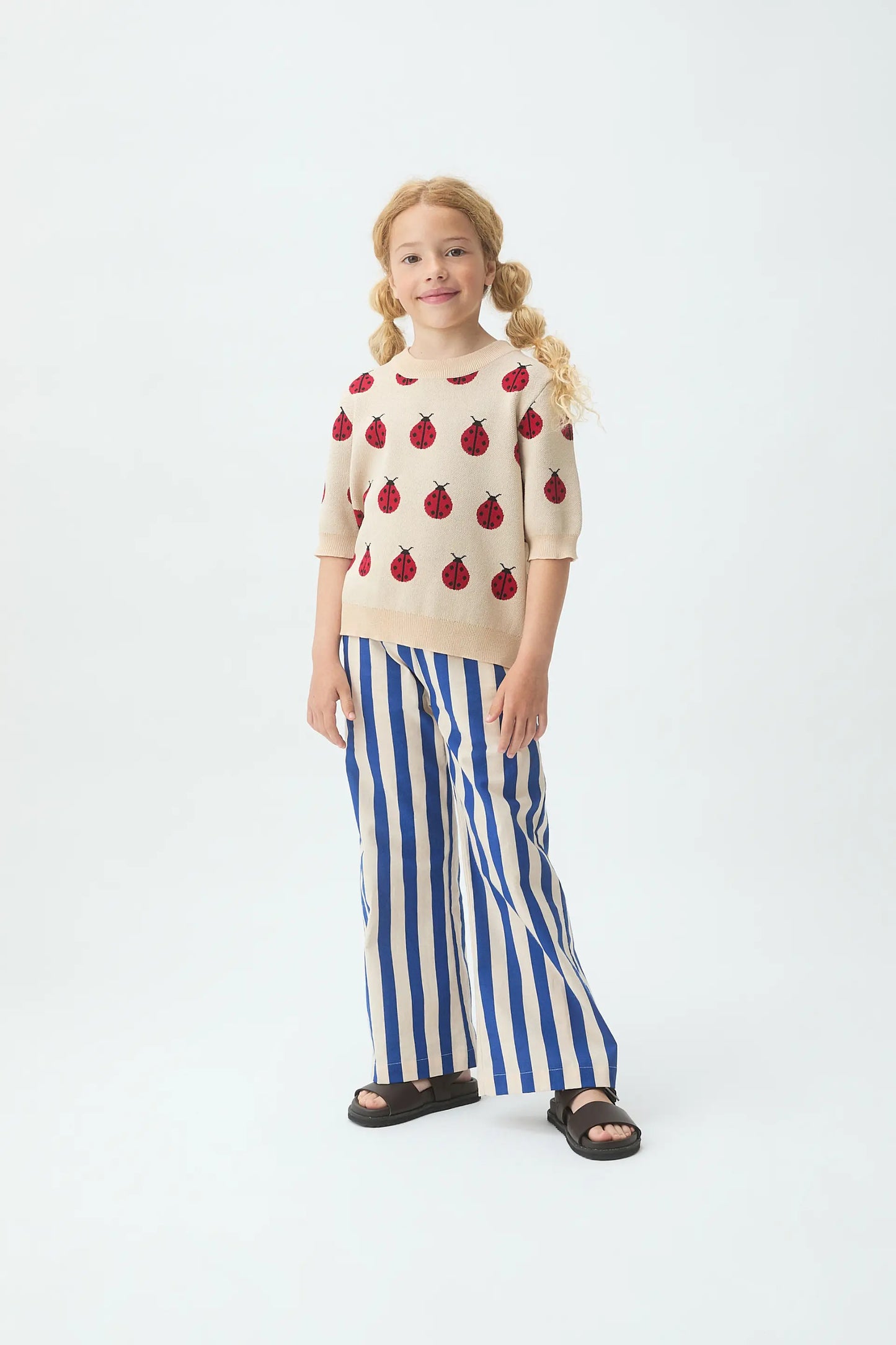 Girl's knitted sweater with Red Ladybug print