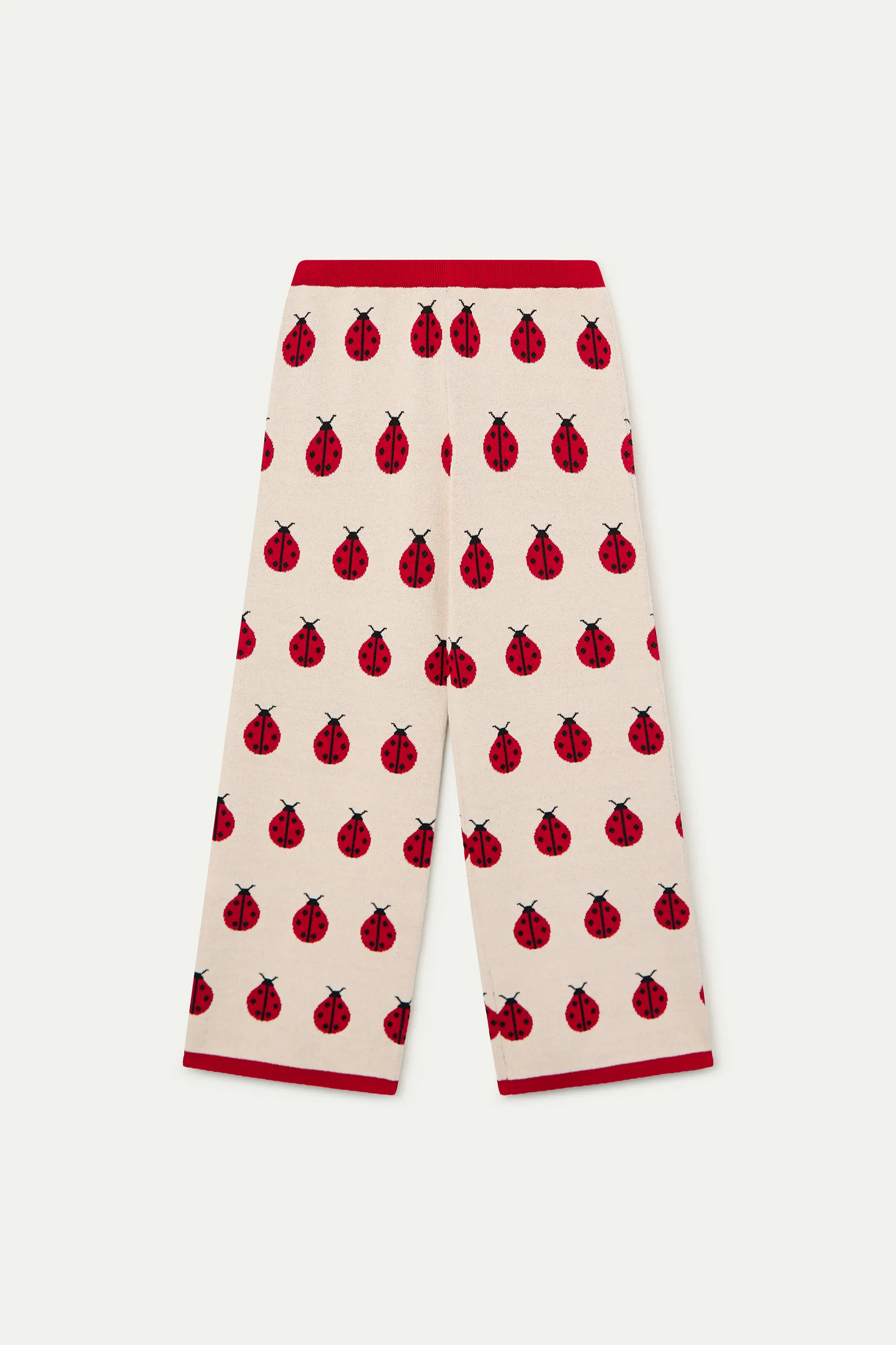 Girls' jacquard knit trousers with Red Coccinella print