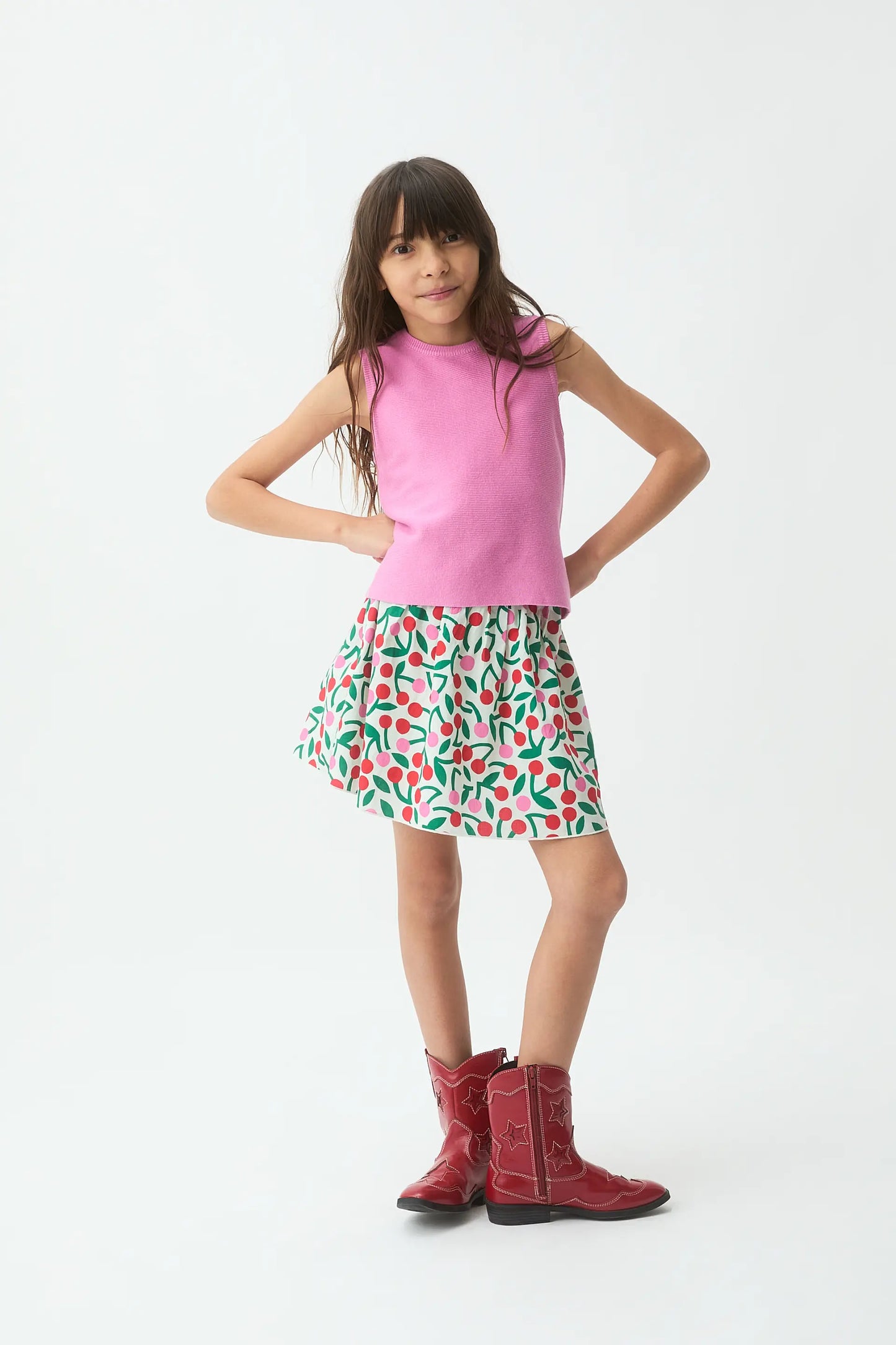 Top in maglia rosa per bambine