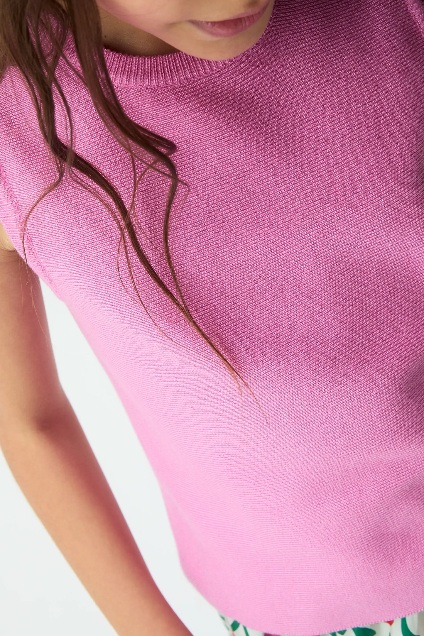 Top in maglia rosa per bambine