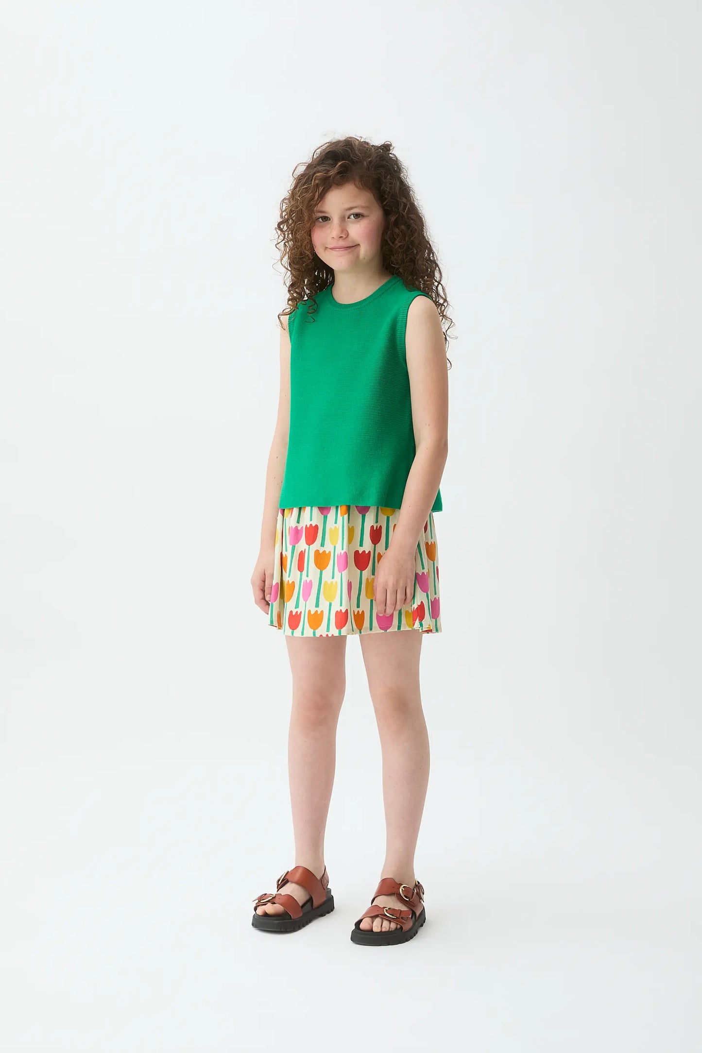 Top verde in maglia per ragazze