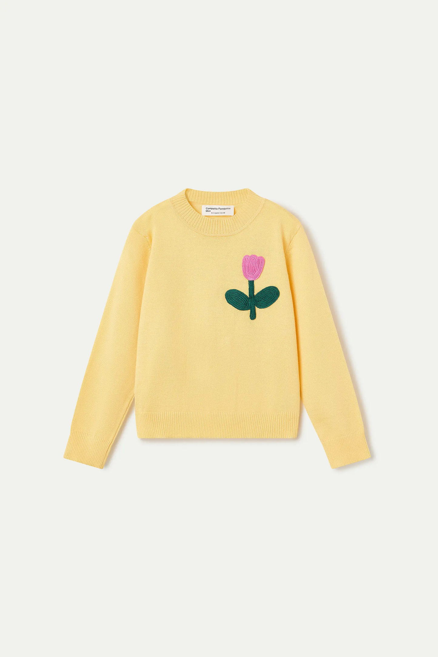 Girl's knitted sweater with flower embroidery