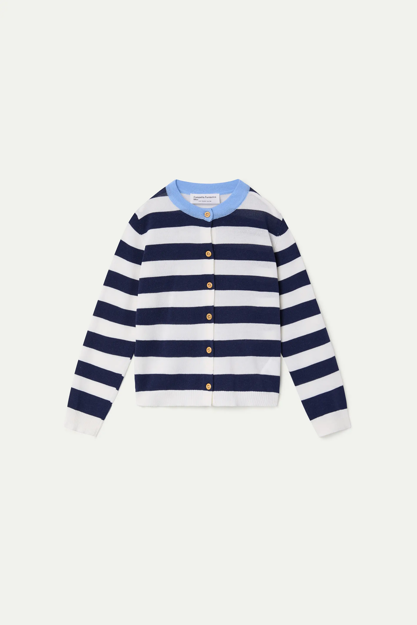 Girl's cardigan with white and blue striped print