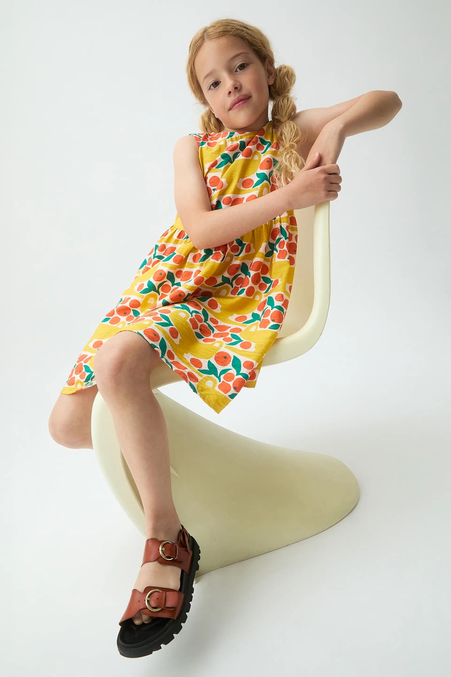 Vestido corto de niña con estampado Citrus