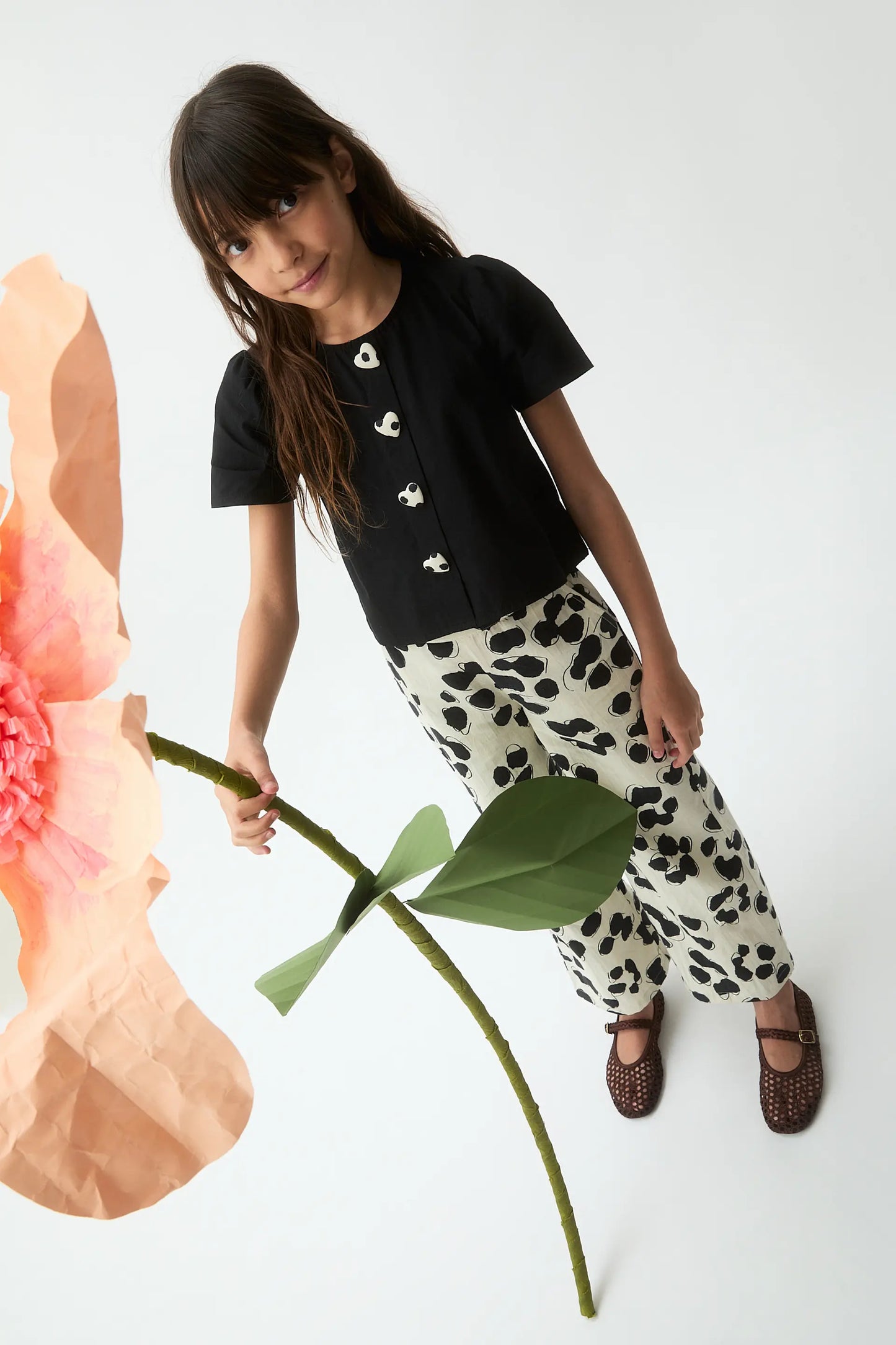 Top da bambina, 100% cotone, nero