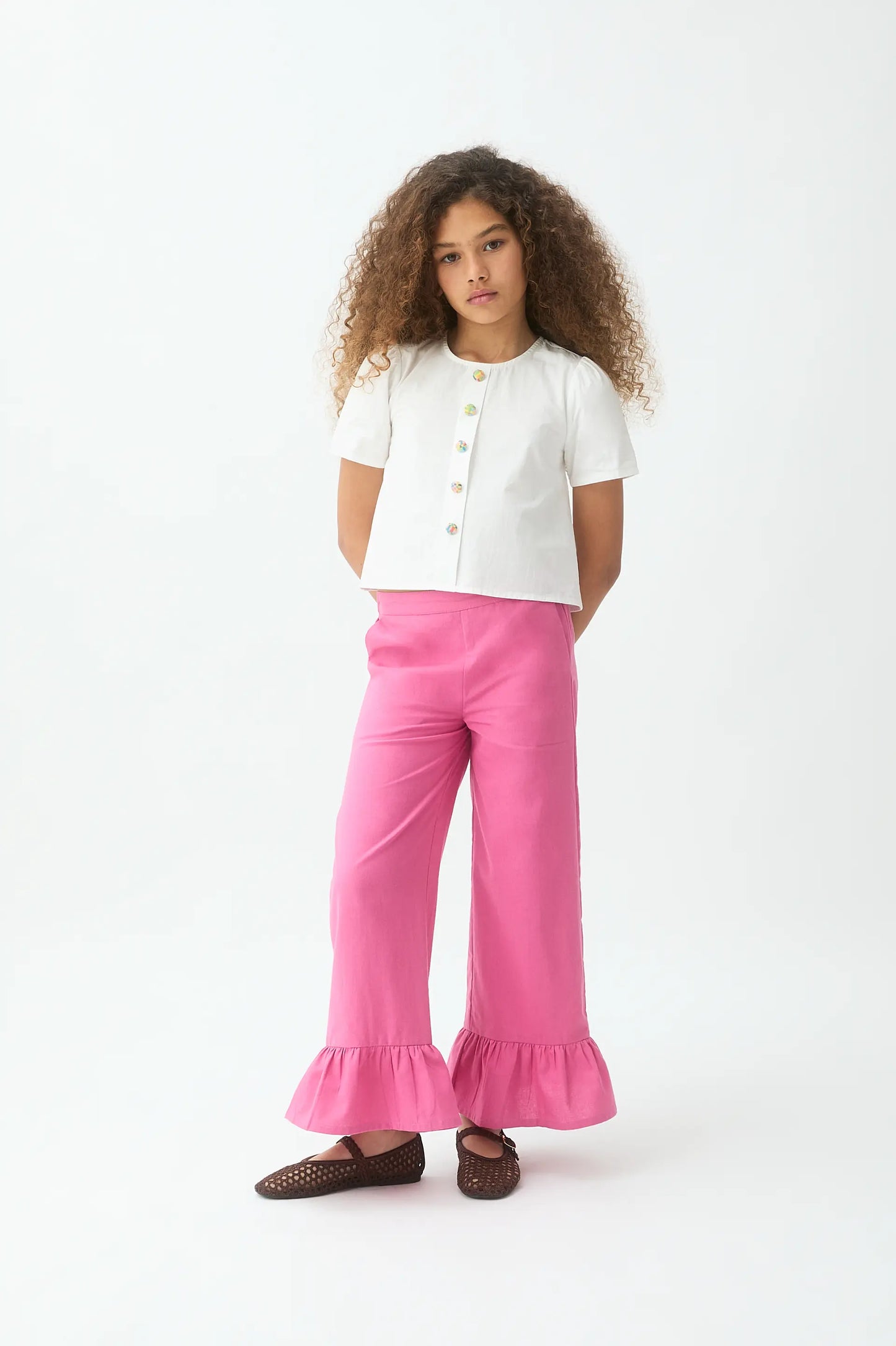 Top da bambina, 100% cotone bianco