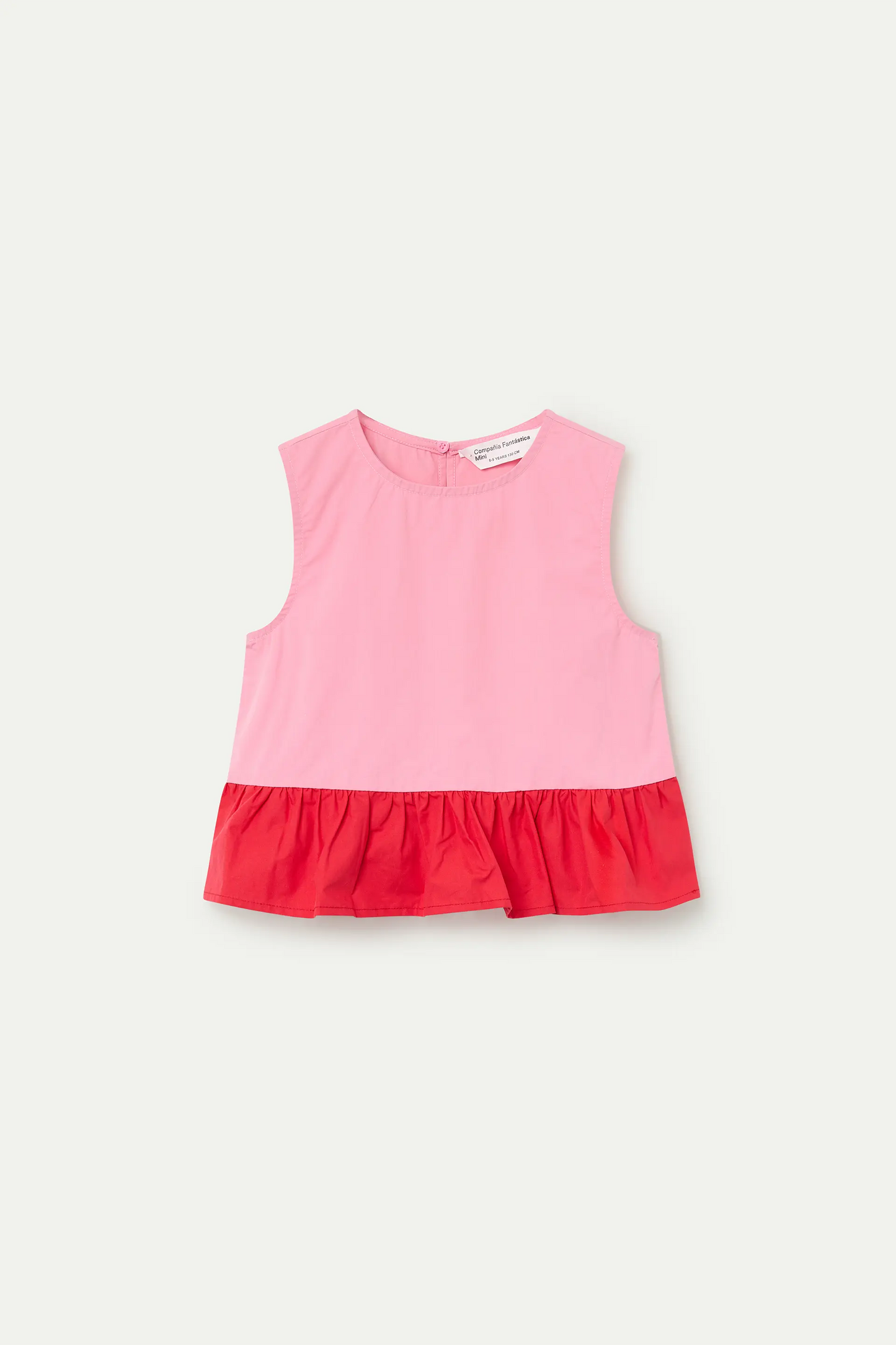 Girls' top, 100% cotton, two-tone pink and red