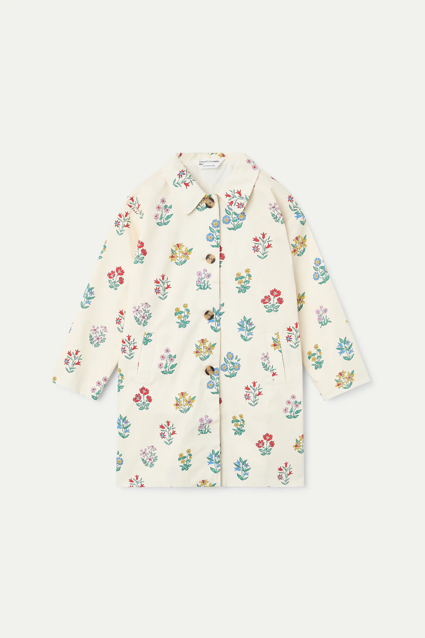 Girl's trench coat with Gardener print