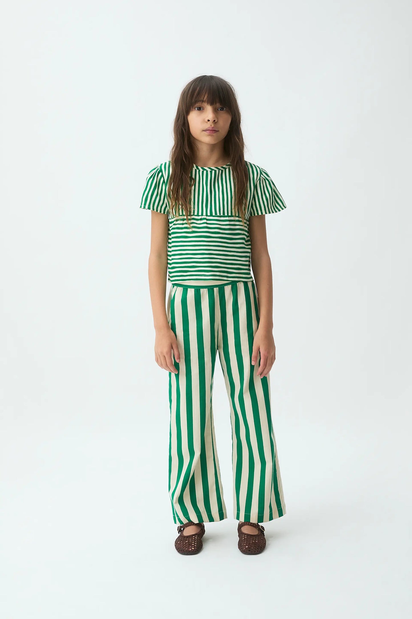 Girl's top with green Lavagna print