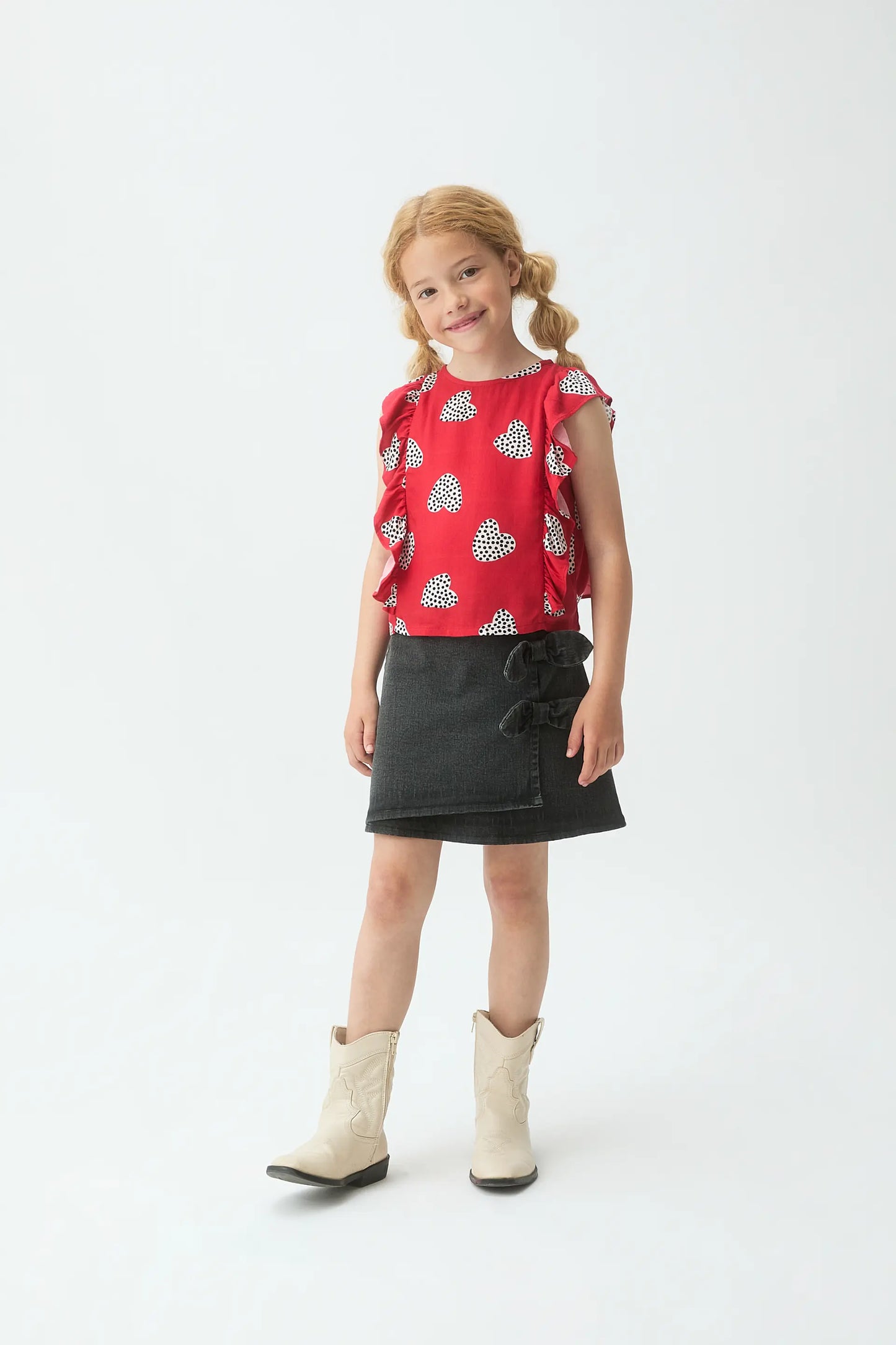 Top da bambina con stampa Harmony Red