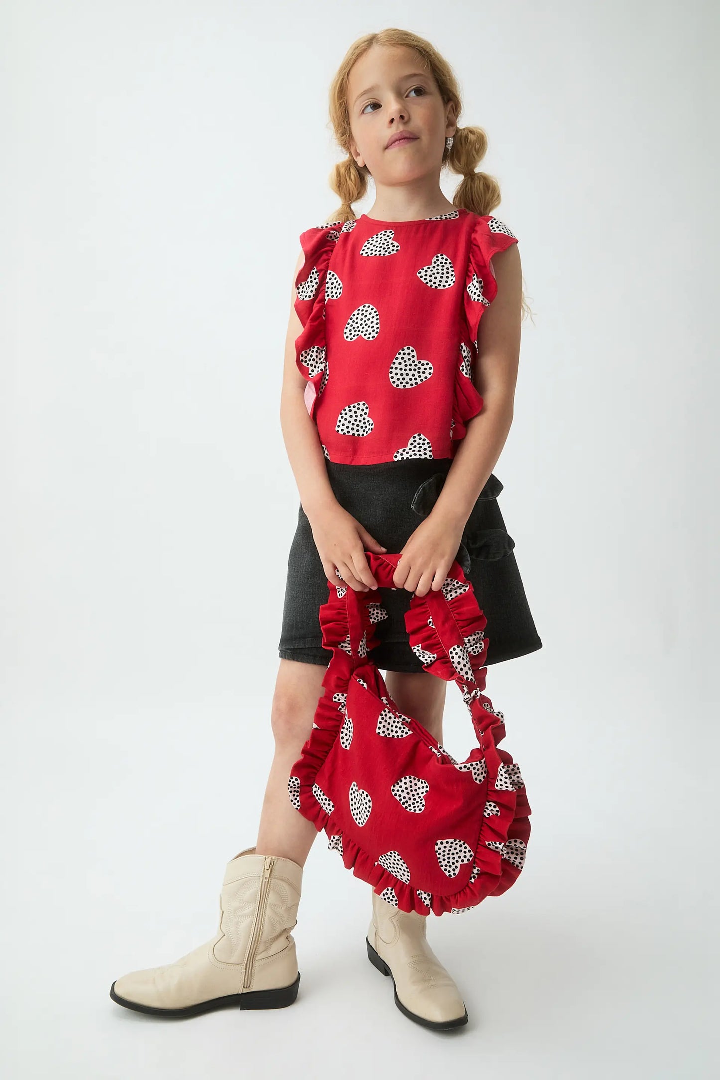 Top da bambina con stampa Harmony Red
