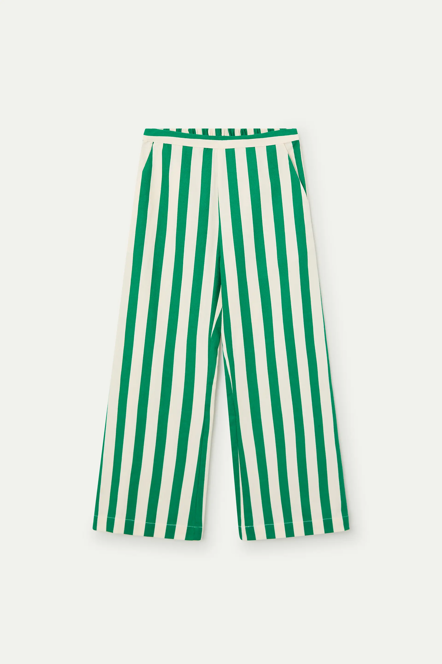 Girls' trousers with green bamboo print
