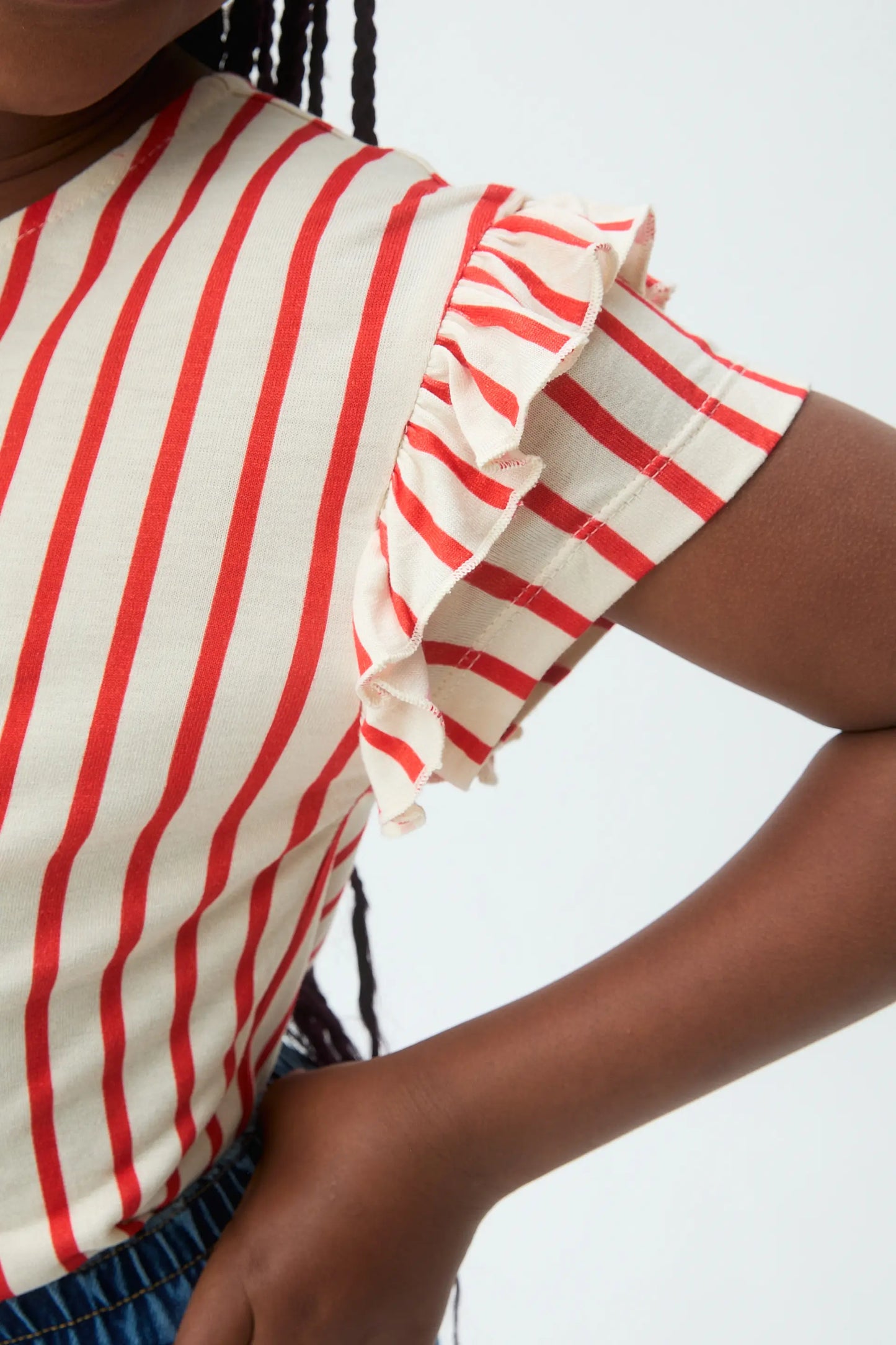 Girl's T-shirt with red striped print