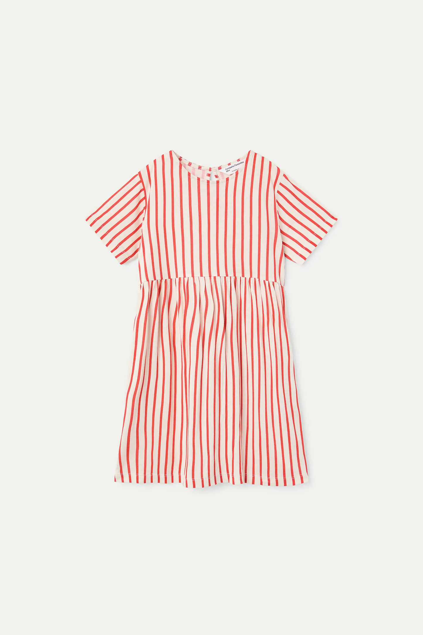 Short dress for girls with red striped print