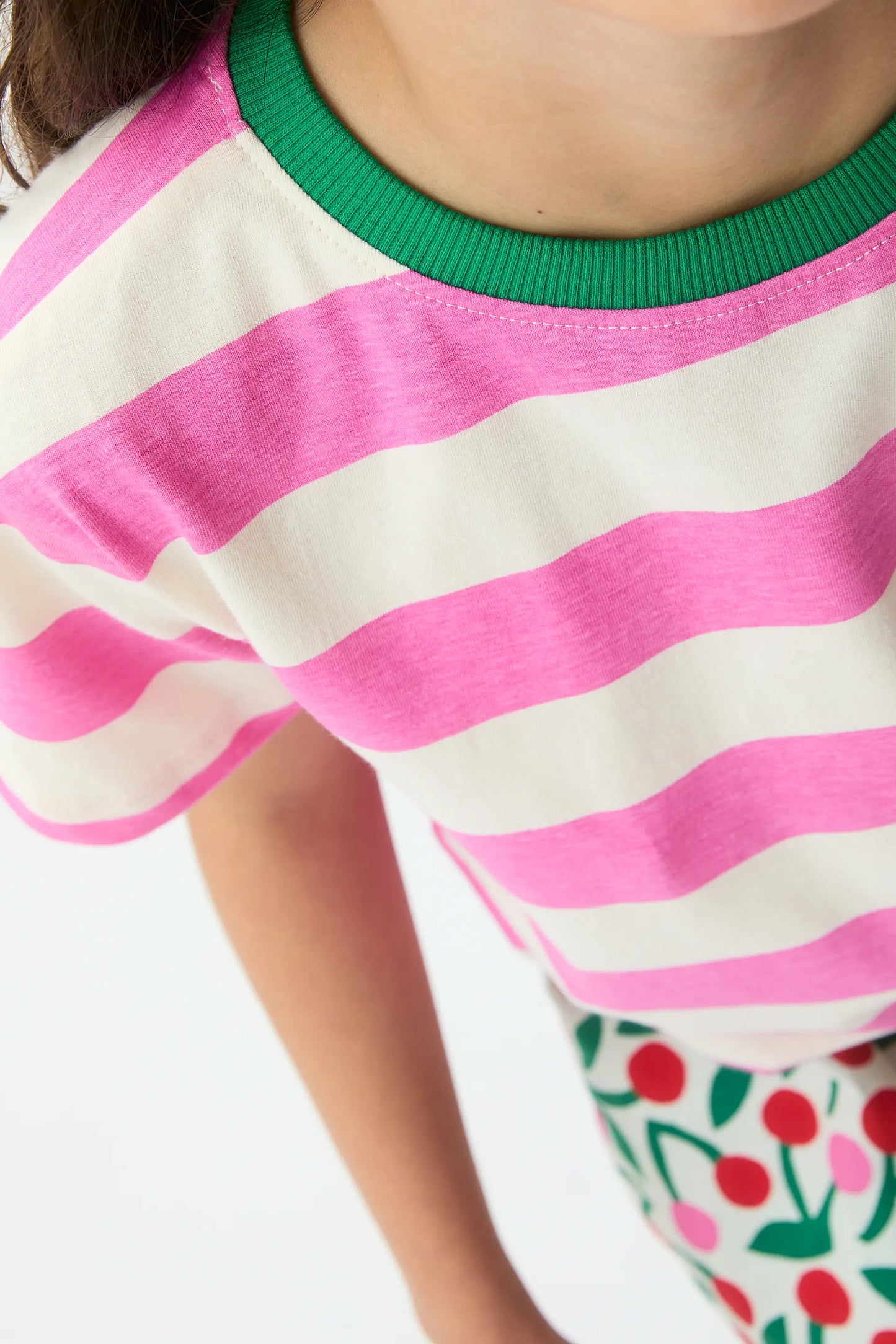 Girl's t-shirt with pink and white striped print
