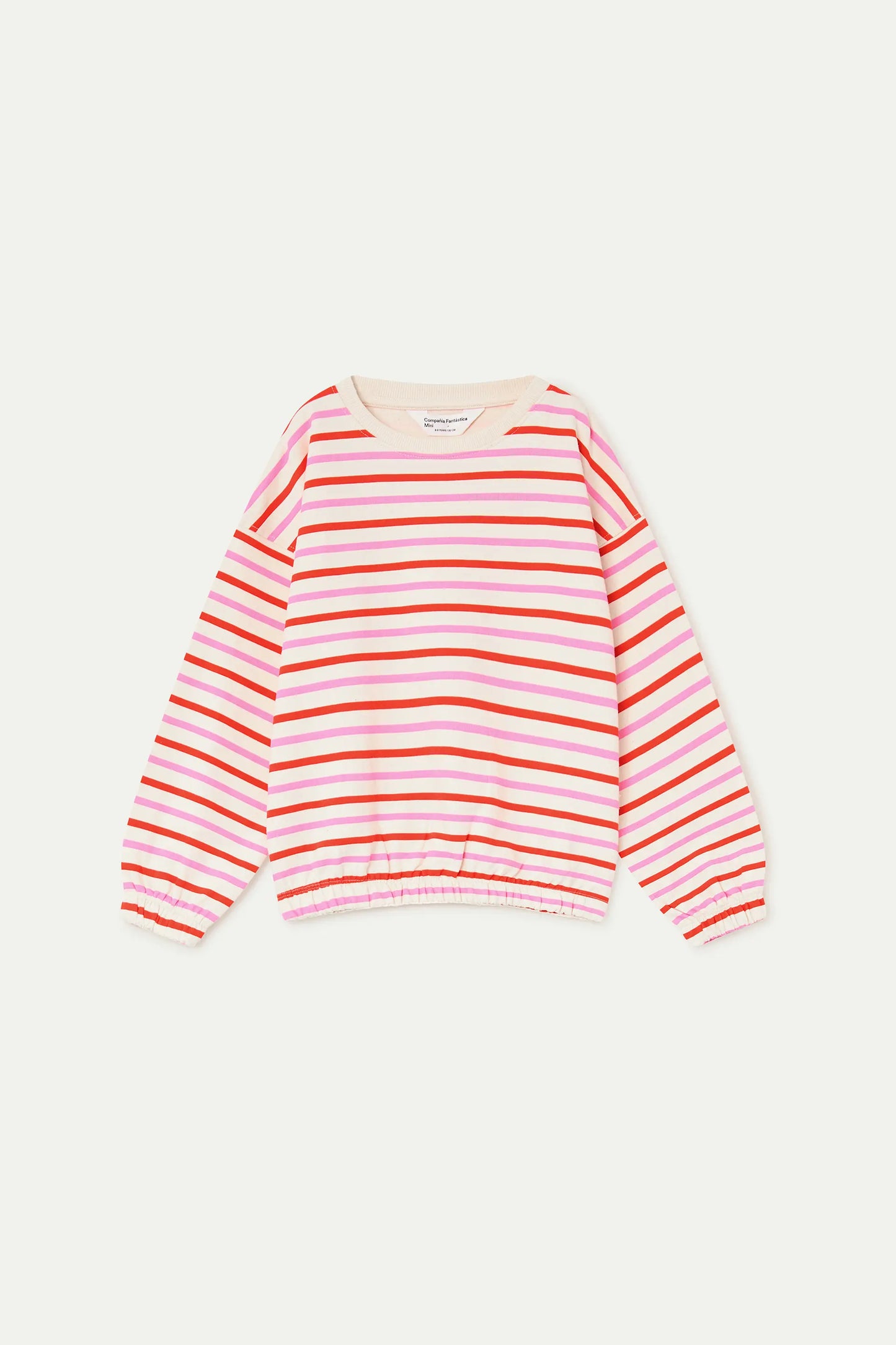 Girls' sweatshirt with pink and red striped print