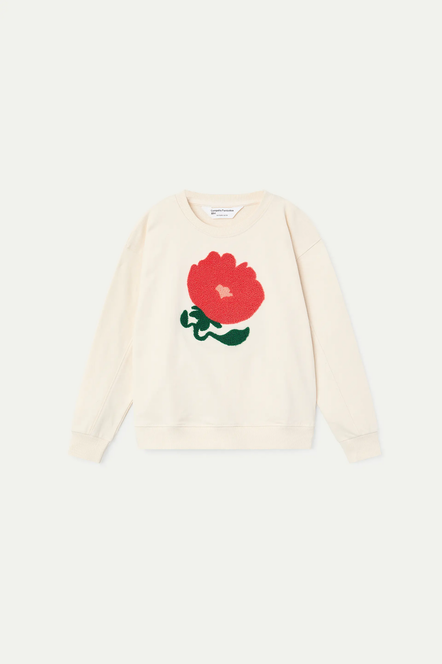 Sudadera de niña blanco roto con parche floral