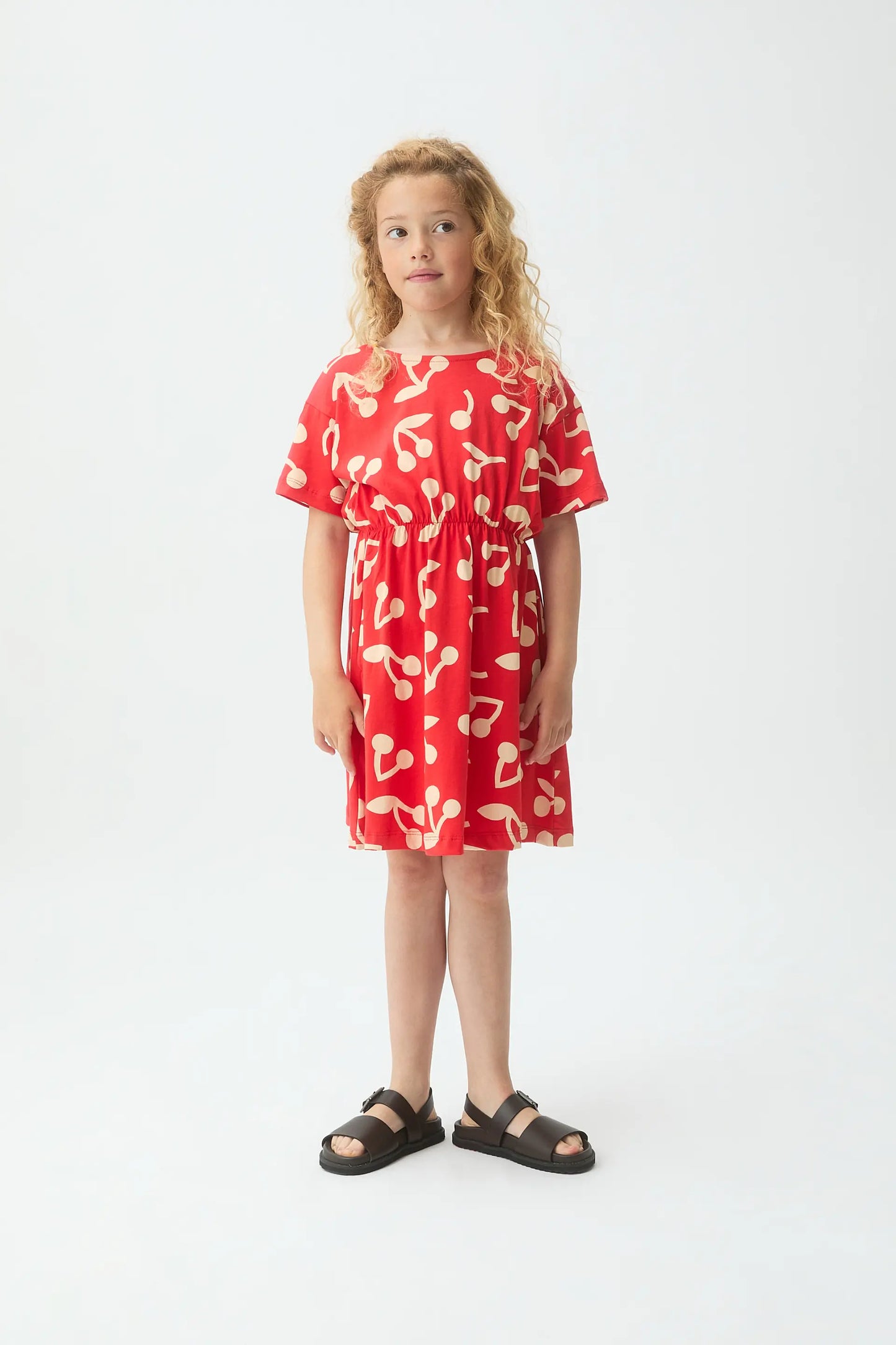 Short dress for girls with cherry print