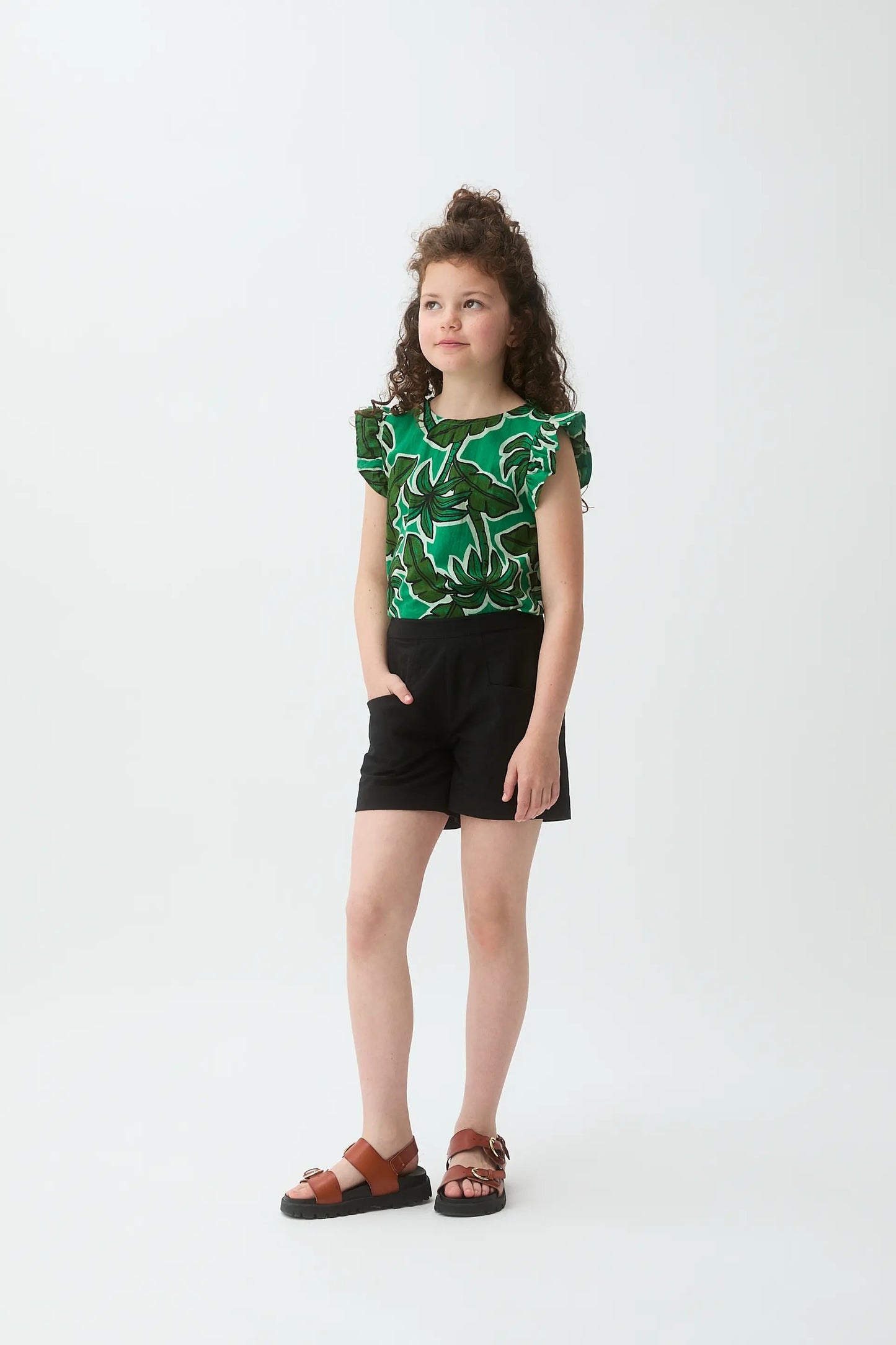 Top da bambina con stampa di palme