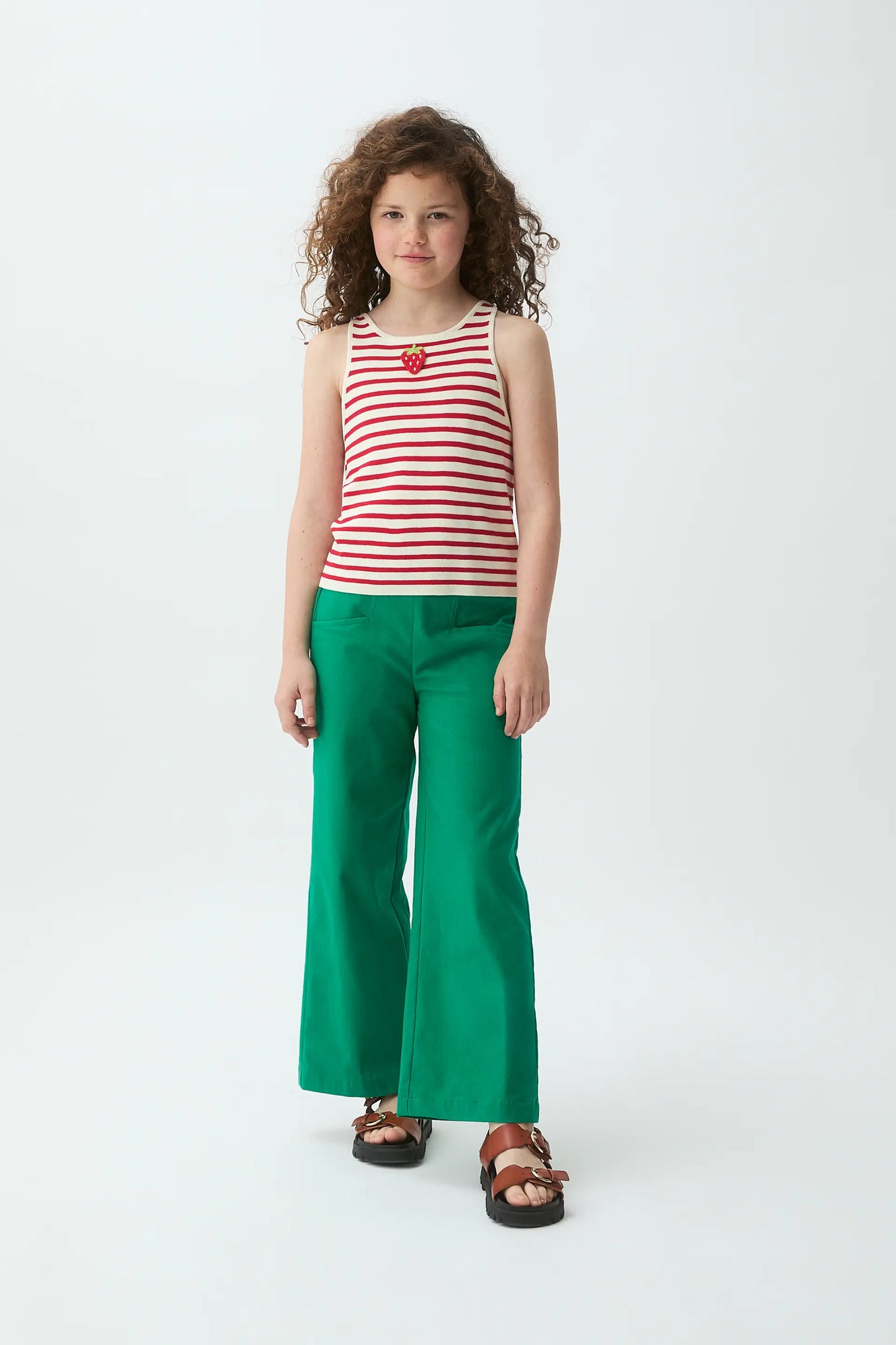 Girls' trousers, 100% cotton, green