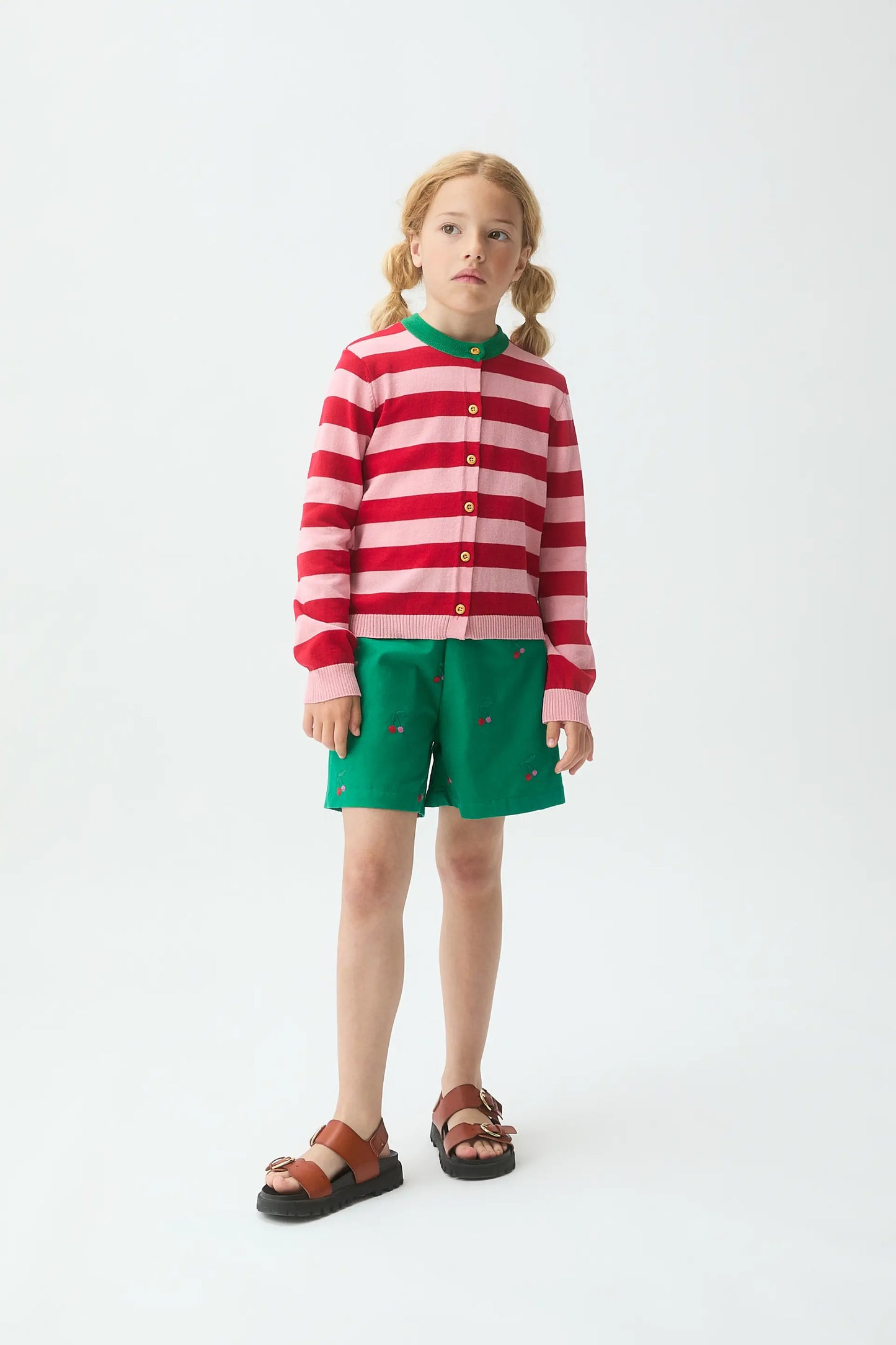 Pantaloncini da bambina in cotone 100% con stampa ciliegie